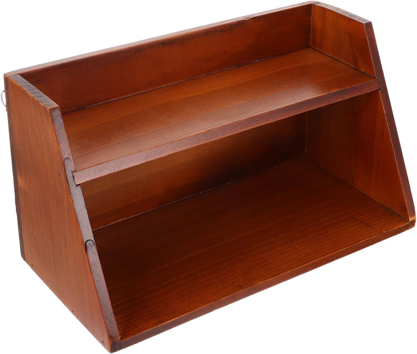 Anneome Wall-Mounted Wooden Storage Rack, Multifunctional Desk Organizer for Sundries, 2-Tier Vintage Style Makeup and Office Storage Holder, image number 3