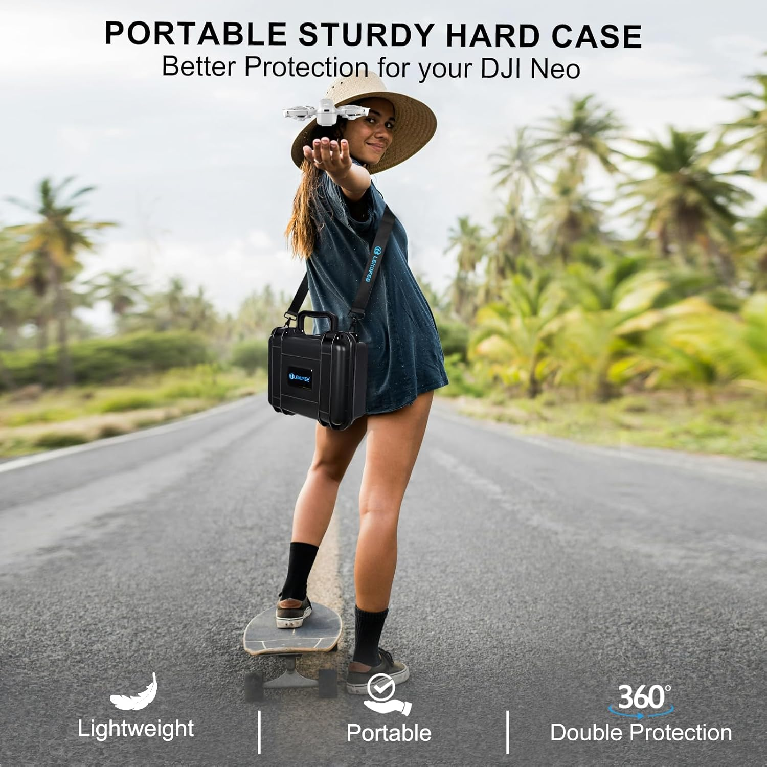 Lekufee Portable Waterproof Hard Case for DJI Neo Drone,Dji Neo Fly More Combo,Dji RC-N3,RC-N2 Remote Controllers and Accessories(Case Only) image number 5