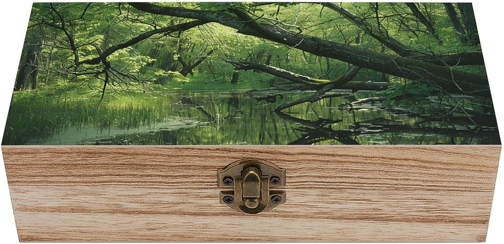 An Ancient Swamp Wooden Box Wood Wedding Keepsake Boxes with Lids Small Decorative Boxes Lightweight Wooden Memory Storage Box for Crafts Keepsakes Jewelry Photo Letter Storage image number 6