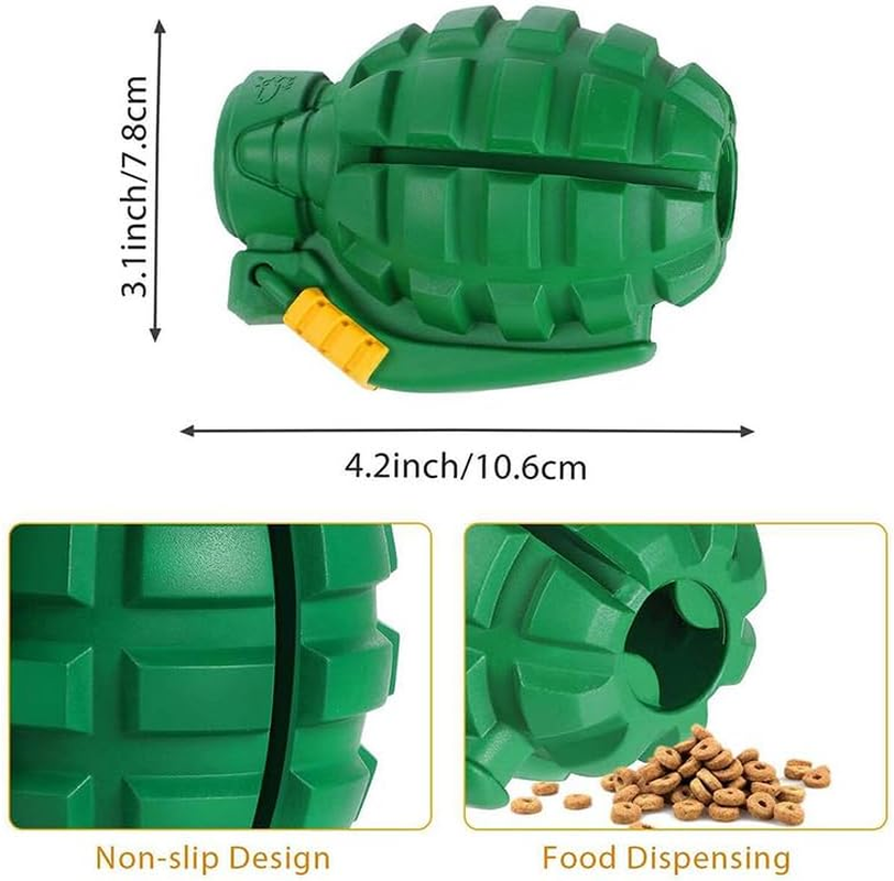 PETOPIA Ultra Tough Dog Toy, Made of 100% Natural Rubber, Specially Crafted for Aggressive Chewers at All Ages, 2 in 1 Dog Snacks Toy and Dog Chew Toy, Teeth Cleaning Benefits, Hand Grenade