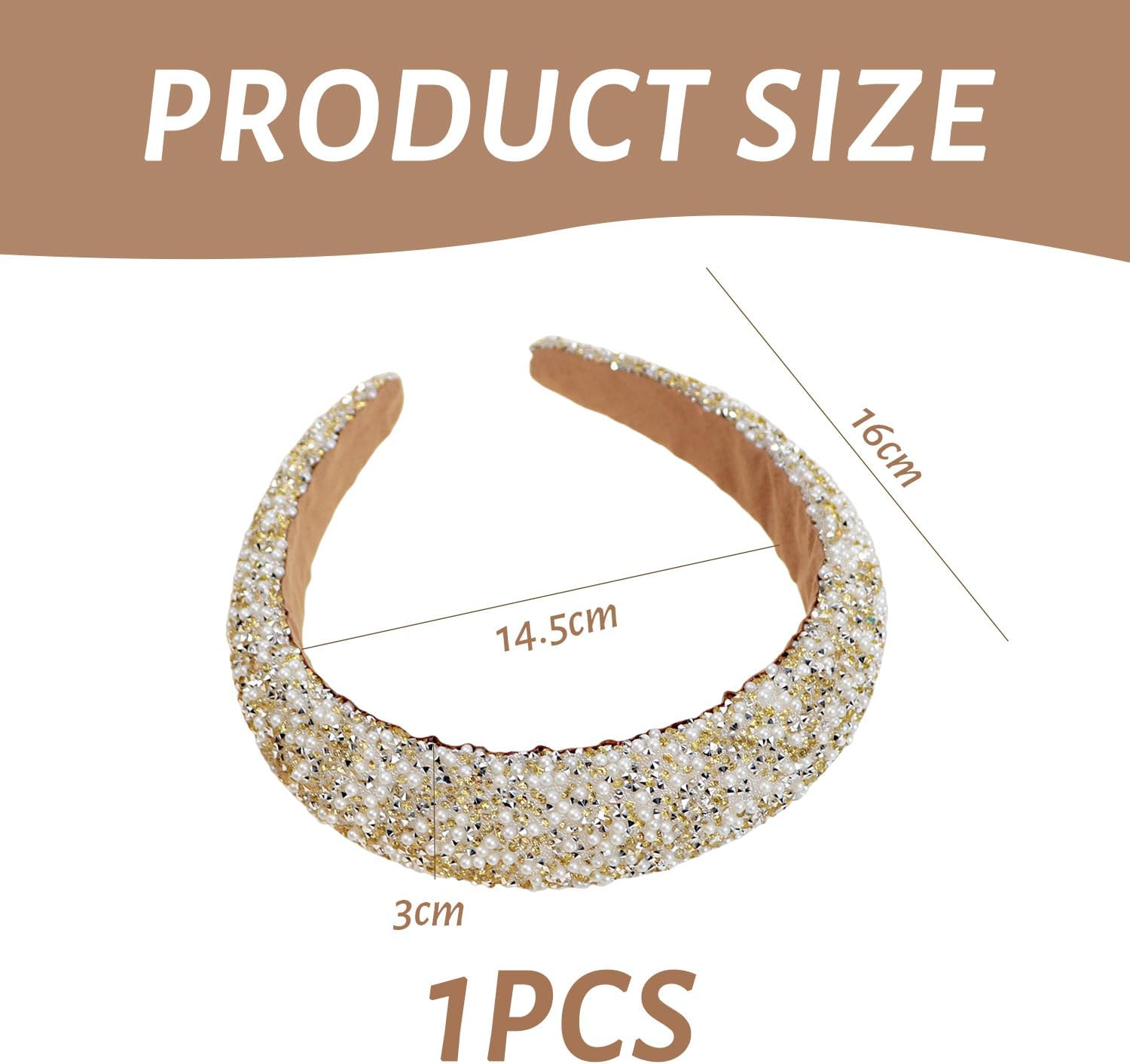 1 Piece Rhinestone Pearl Headband, Accessories for Hairstyle Decoration, Shiny Headband, Women with Wide Headband, Party Clothing Accessories image number 5