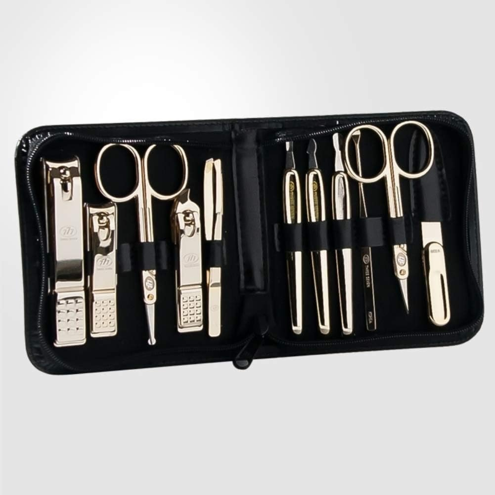 World No. 1, Three Seven 777 Travel Manicure Pedicure Grooming Kit Set (Total 11 PC, Model: Ts-810G),Personal Nail Care, Stainless Steel- Made in Korea, since 1975