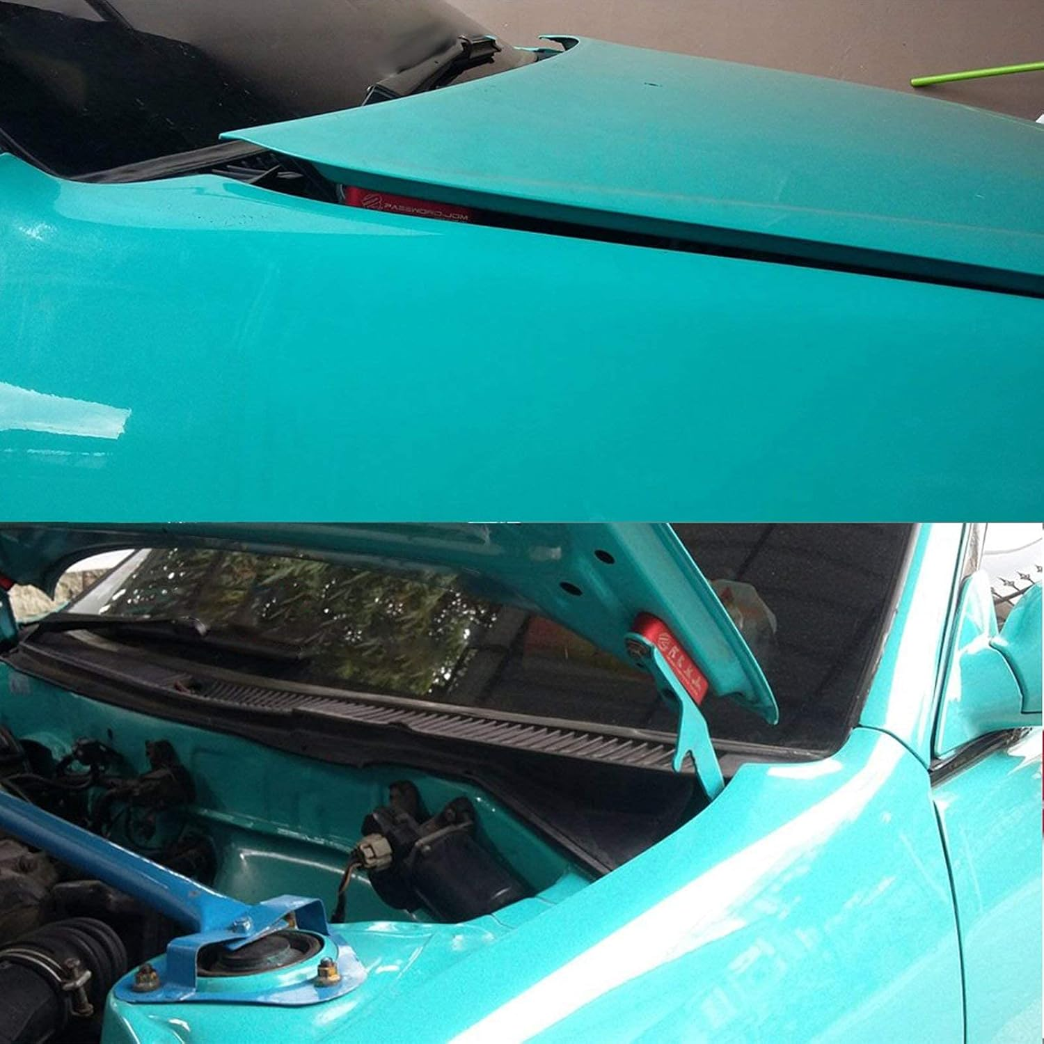 X Xotic Tech JDM Front Hood Vent Space Riser Spacer Modification Kit, Aluminum Alloy Billet Compatible with Honda Civic CRX, Acura Integra (Red) image number 5