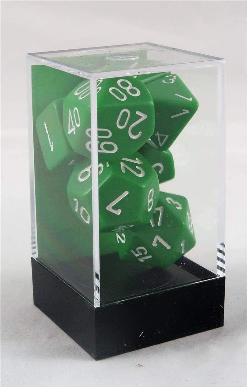 Chessex CHX 25405 Opaque Polyhedral Green/White 7-Die Set image number 2