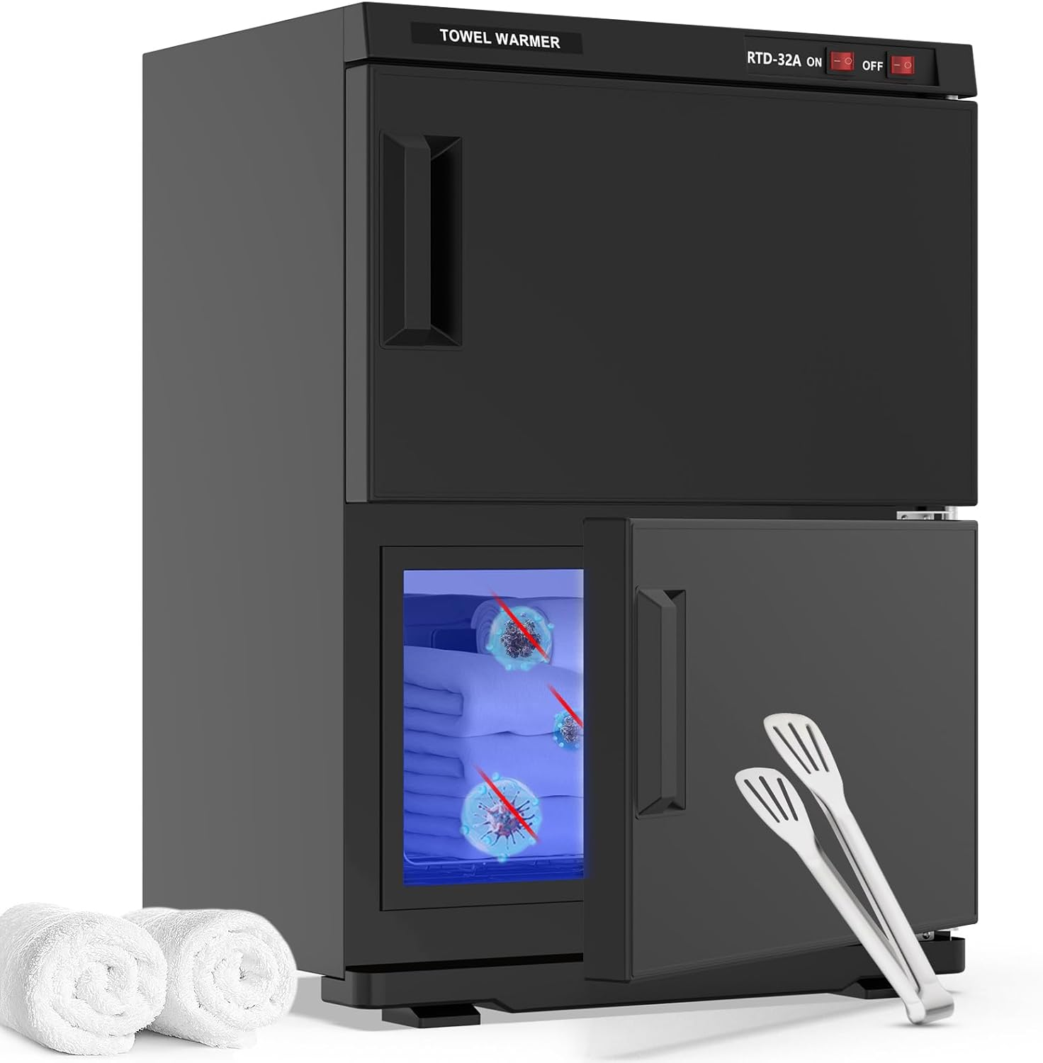 ADVWIN Hot Towel Warmer, 16L Bath Towel Warmer Cabinet with Stainless Steel Racks, Black