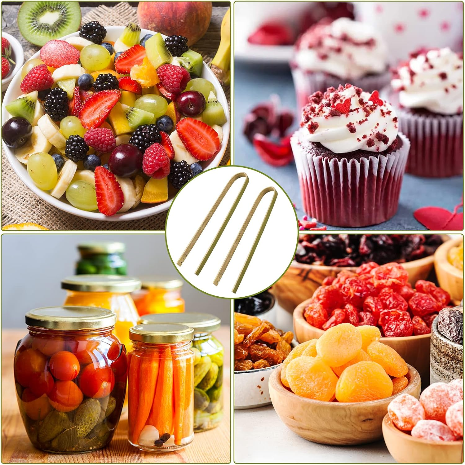 Mini Bamboo Tongs Disposable 100 Pcs 6.2 Inch Long Wooden Tongs for Charcuterie Large Cooking Utensils Wood Tongs for Toaster Serving Food Natural Green for Catering Buffet Home image number 5