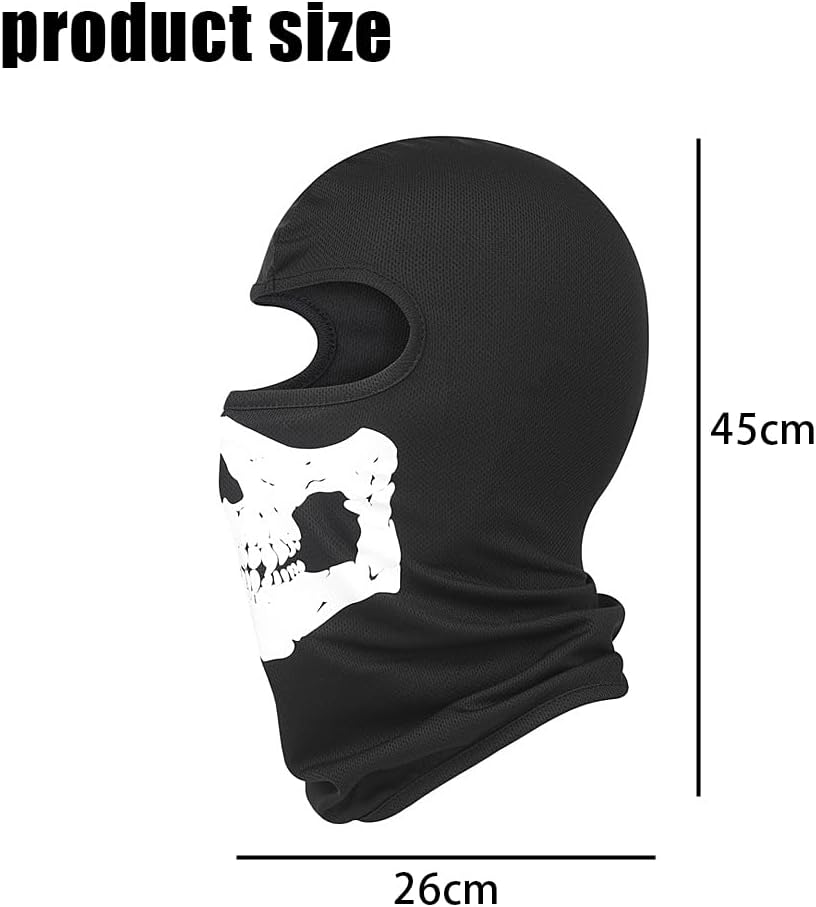 Geli Black Ghosts Skull Full Face Mask,Windproof Ski Mask for Cosplay Party Halloween and Motorcycle Bike Cycling Outdoor image number 1