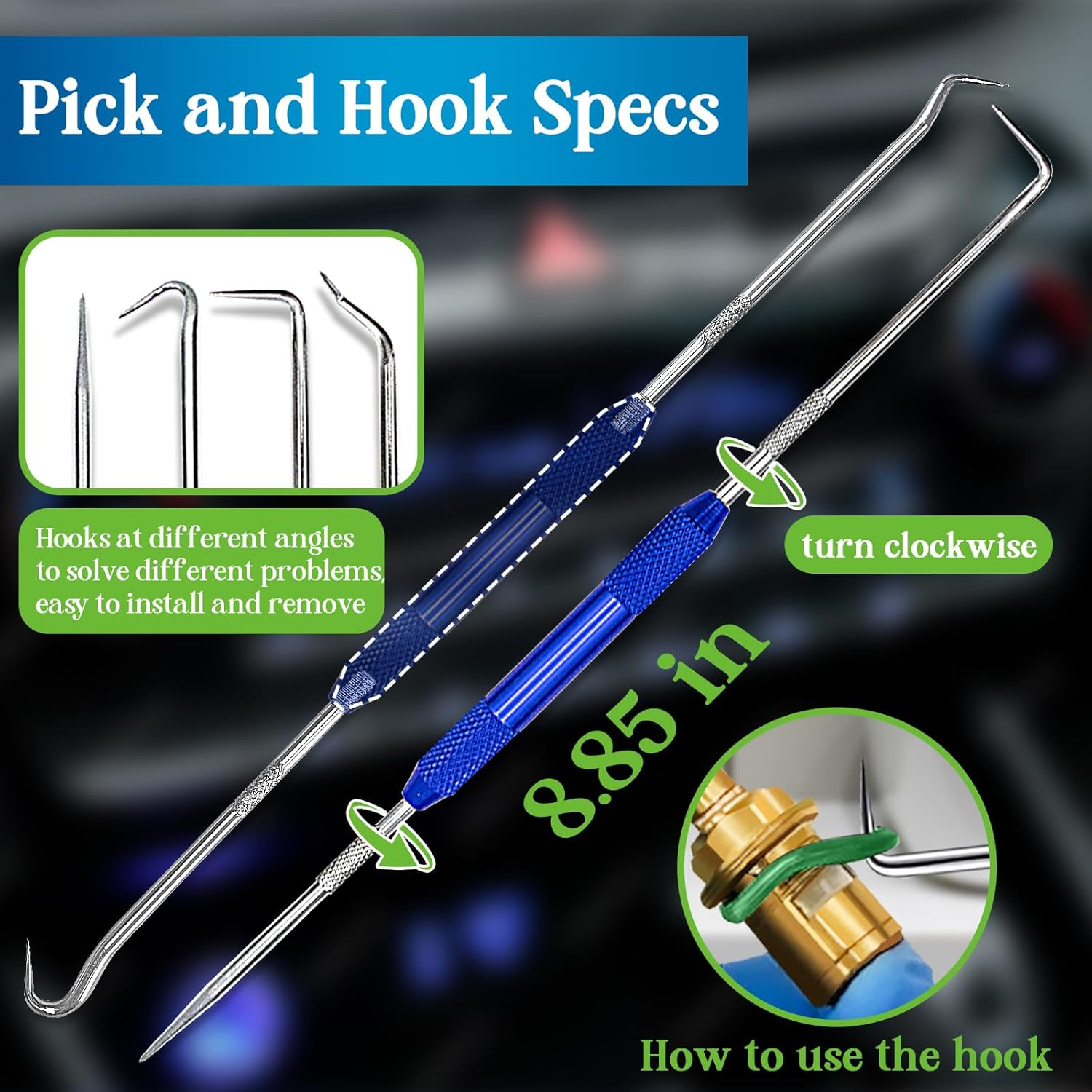 595 Pcs Automotive AC O Rings Kit, SAE and Metric Air Conditioning Orings Assortment Set for Car A/C Compressor and Professional Plumbing Faucet Seal Repair with 4 Pick & Hook (Green)