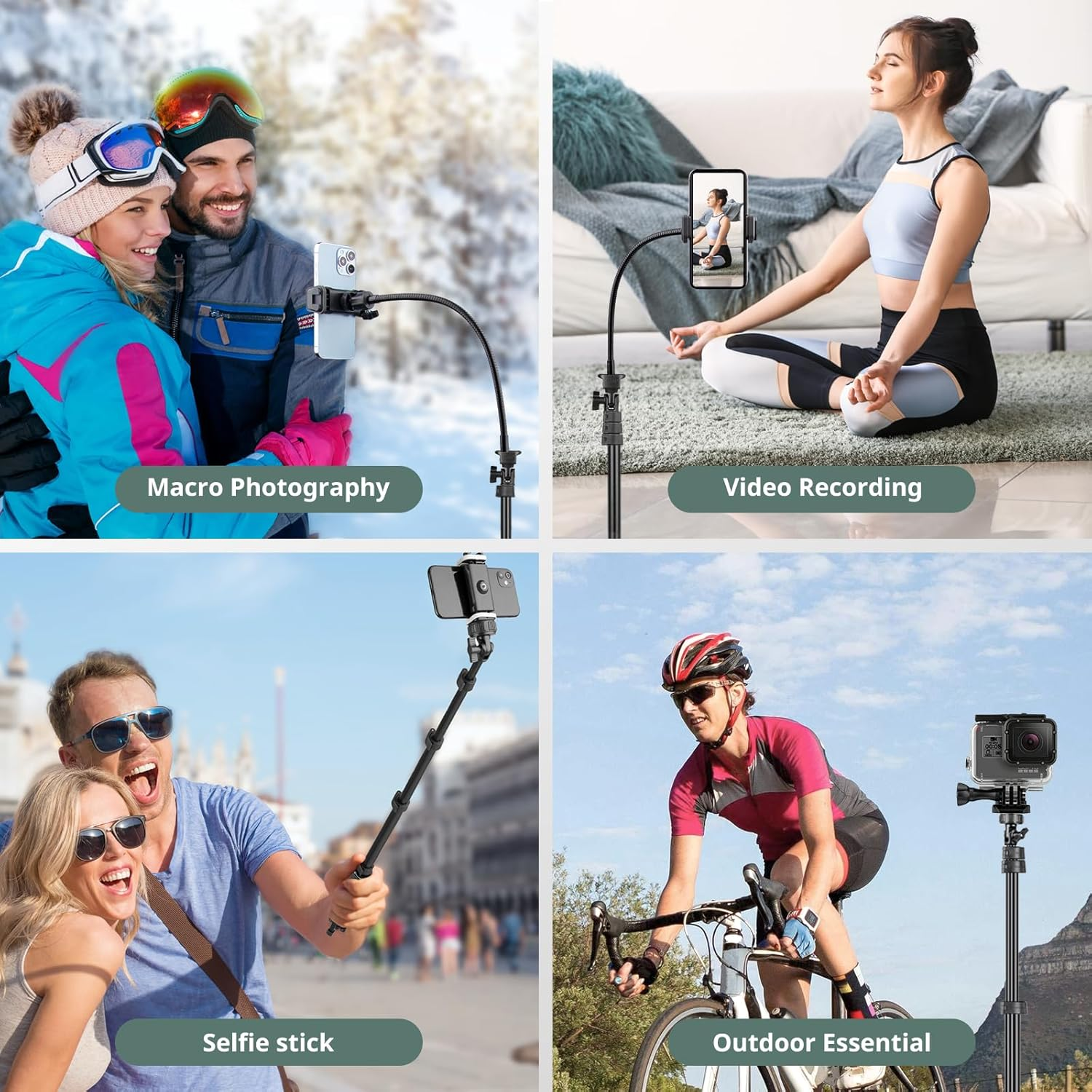 Sensyne 88" Phone Tripod & Selfie Stick, Extendable Phone Tripods with 14.95In Adjustable Gooseneck,Cell Phone Tripods Stand with Wireless Remote and Phone Holder