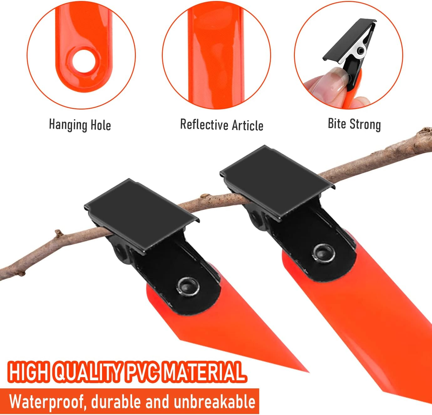 WXJ13 36 Pack Trail Markers with Clips Tacks Hunting Reflector High-Visibility Tree Trail Markers Reflective Trail Markers for Tree-Stand Hunting Outdoor Hiking Hunting (Orange) image number 2
