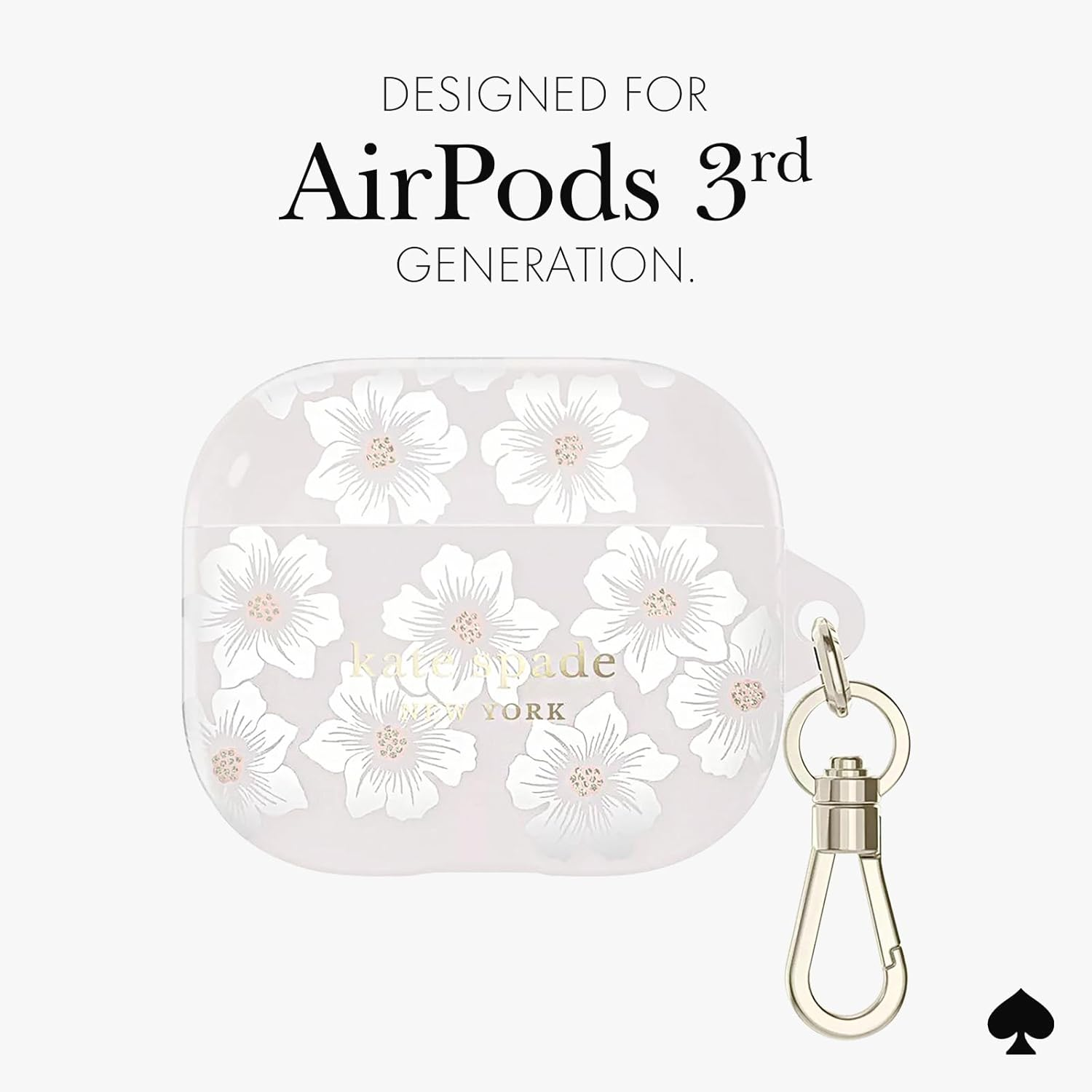 Kate Spade New York Airpods Protective Case with Keychain Ring - Hollyhock Cream, Compatible with Airpods 3Rd Generation image number 1