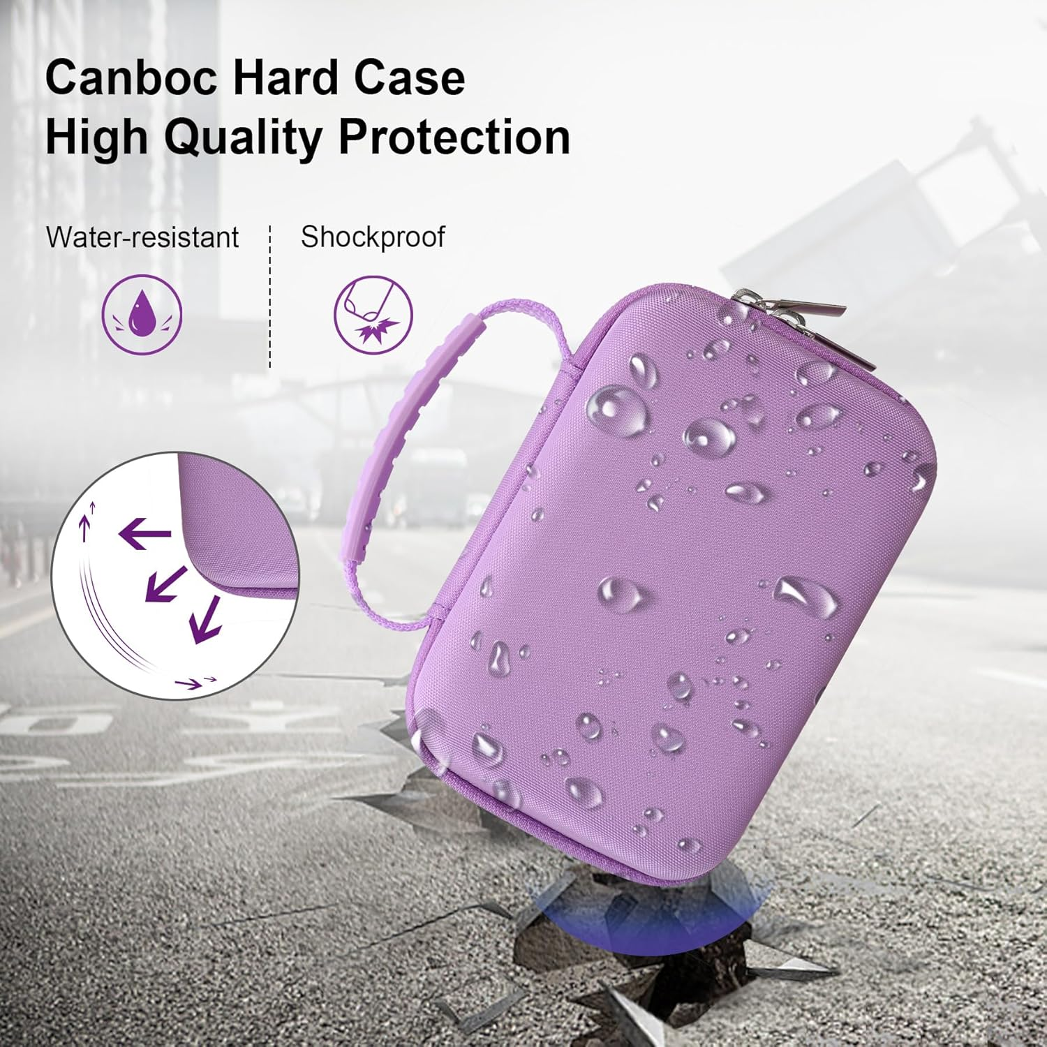 Canboc Kids Camera Case for Mgaolo/Omebel/Zoney/Weefun/Phnixgam/Seckton Instant Print Camera, Children Digital Camera Bag Fit Print Paper, Colorful Pen, USB Cable, Purple (Case Only) image number 4