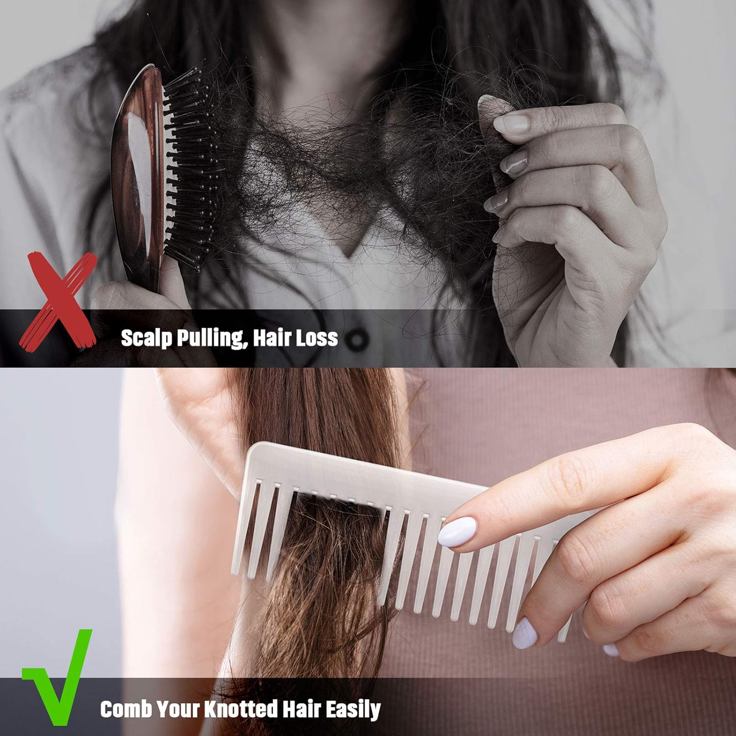 Patelai Large Hair Detangling Comb Wide Tooth Comb for Curly, Long, Wet or Dry Hair, No Handle, Anti-Static, Plastic, Unisex, White image number 1