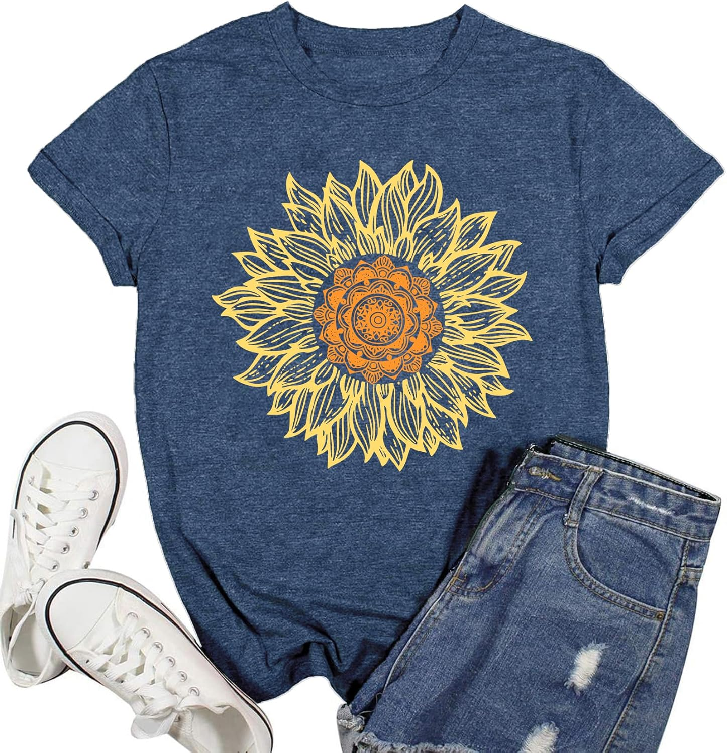 Sunflower Flower Print T Shirt for Summer