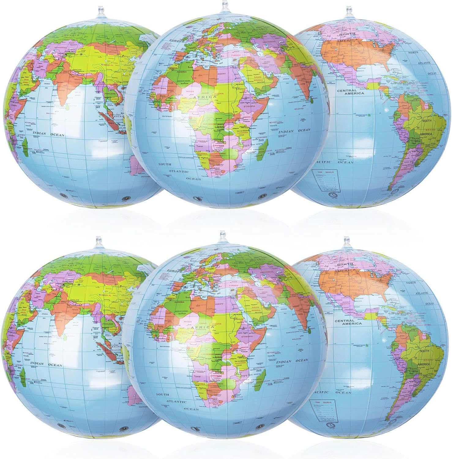 16 Inches Inflatable World Globe - Topographic Map Earth Beach Ball for Kids School Classroom Geography Party Supplies - PVC Giant Blow up Globe image number 5