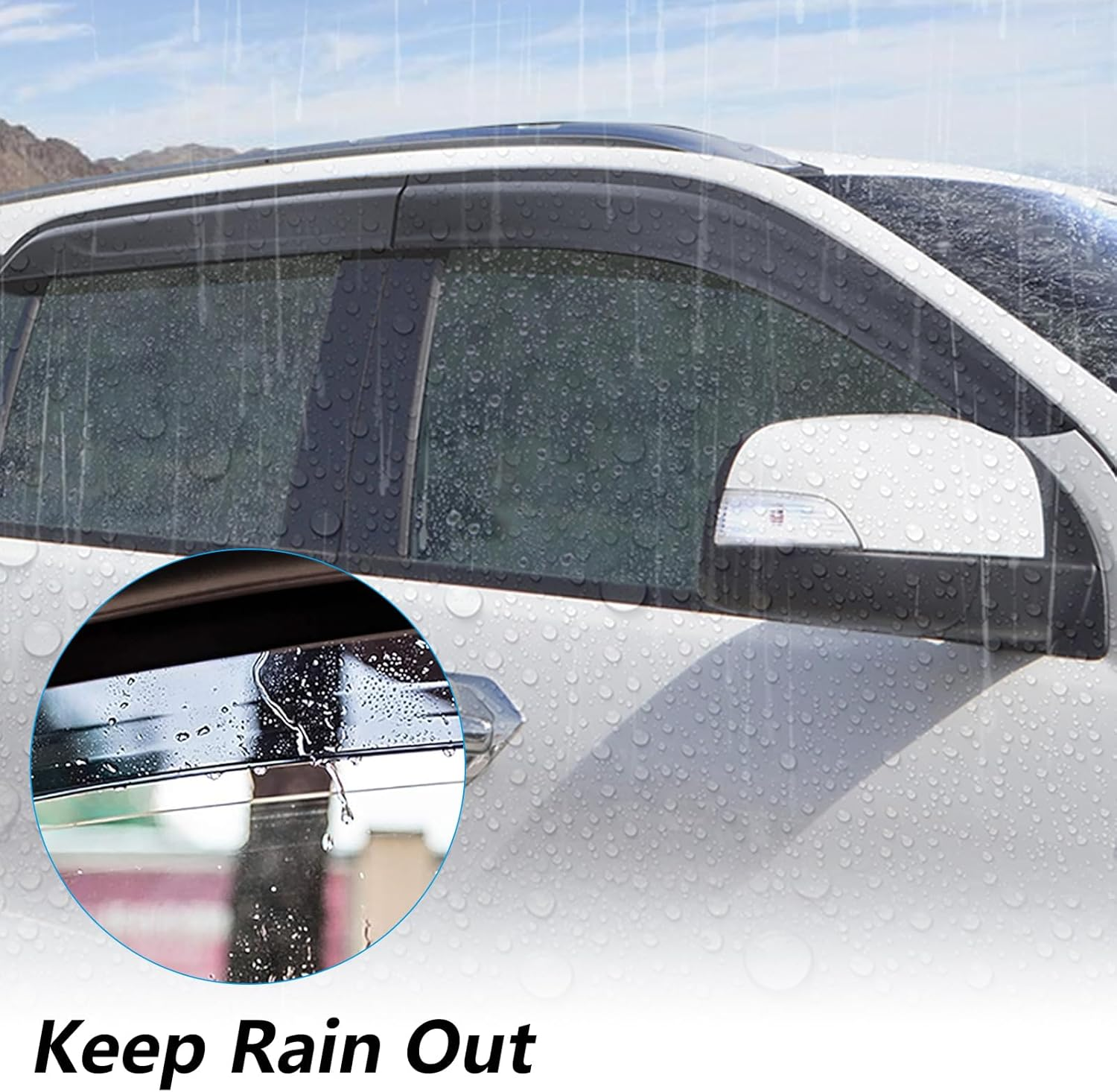 SUERAUTO4X4 Weathershields Window Visors for Ford Everest 2015-2022 UA UAII, Weather Shields Sun Rain Guards Wind Deflector Visors Car Accessories, Injection Black 4PCS image number 1