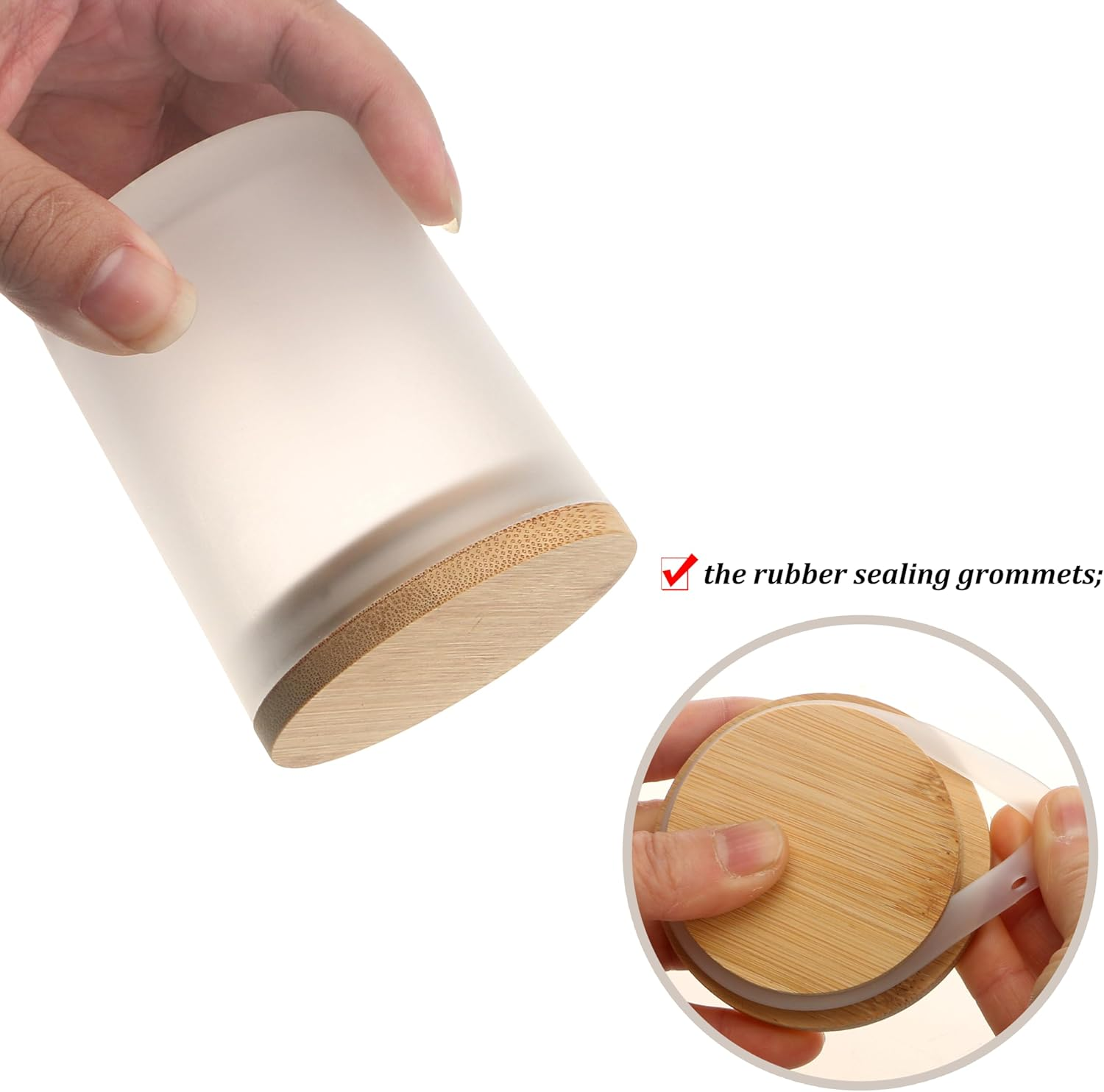 MILIVIXAY 12 Pack 10 OZ Frosted White Thick Glass Candle Jars with Lids - Bulk Empty Candle Jar for Making Candles - Spice, Powder Containers. image number 6