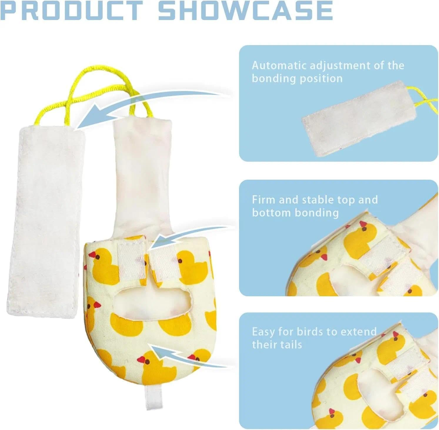 4 Pcsbird Diaper, Reusable Adjustable Pigeon & Cockatiel Diaper with Waterproof Lining, Comfortable & Suitable for Small to Medium Birds, Pet Bird Owners, Compatible with Similar-Sized Birds(M) &ndash; CRFY image number 1