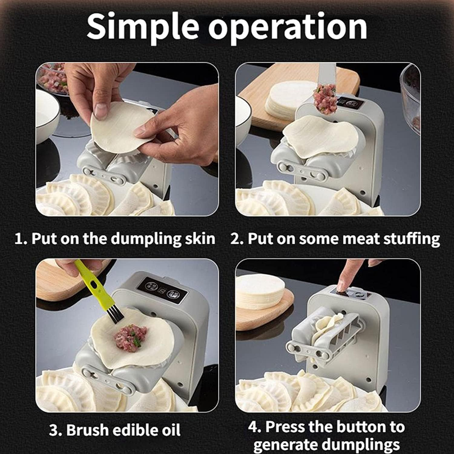 Electric Dumpling Maker Machine, Household Automatic Dumpling Maker Mould, USB Rechargeable Dumpling Maker Press,Diy Dumpling Making Tool with Spoon & Brush image number 5