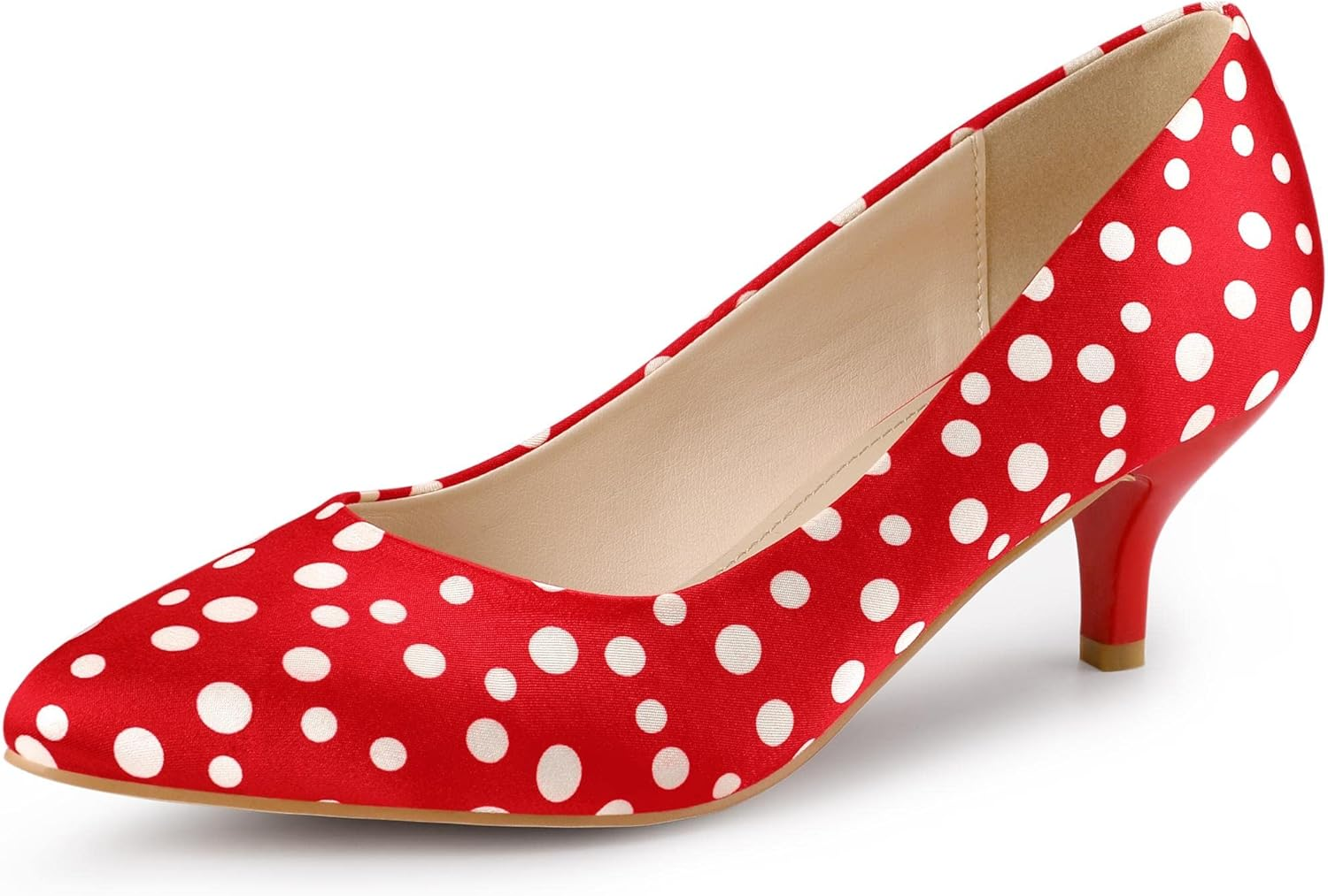 Allegra K Women'S Pointed Toe Polka Dots Stiletto Heels Pumps