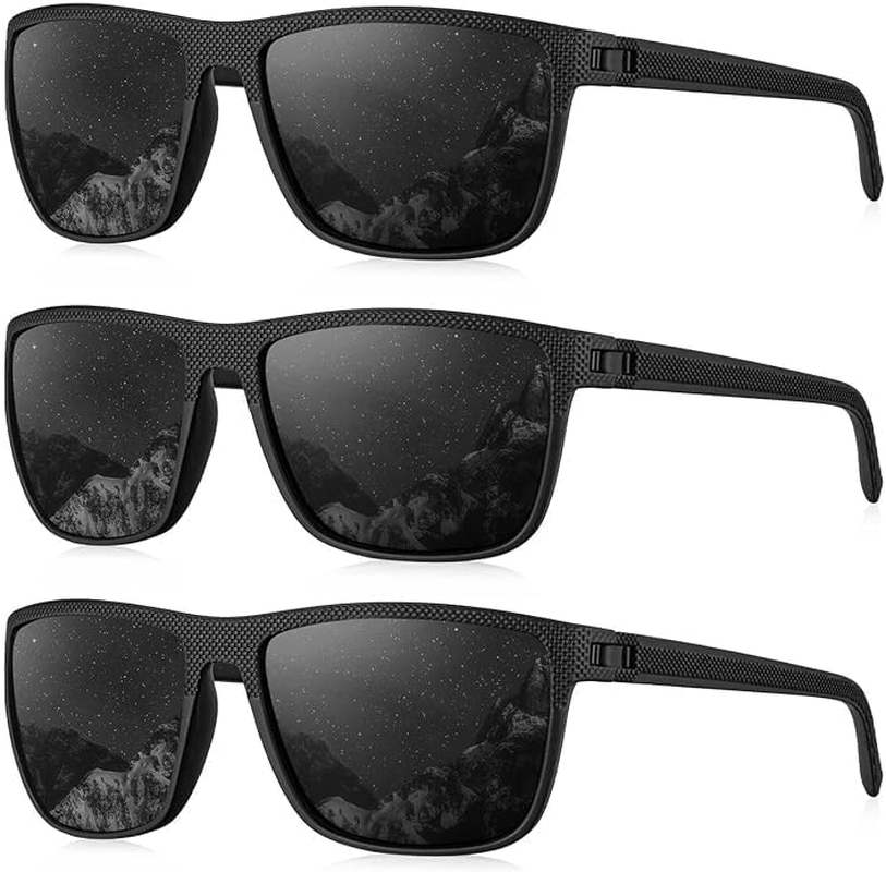 3 Pack Polarized Sunglasses for Men Lightweight Sun Glasses with UV Protection for Driving Fishing Golf