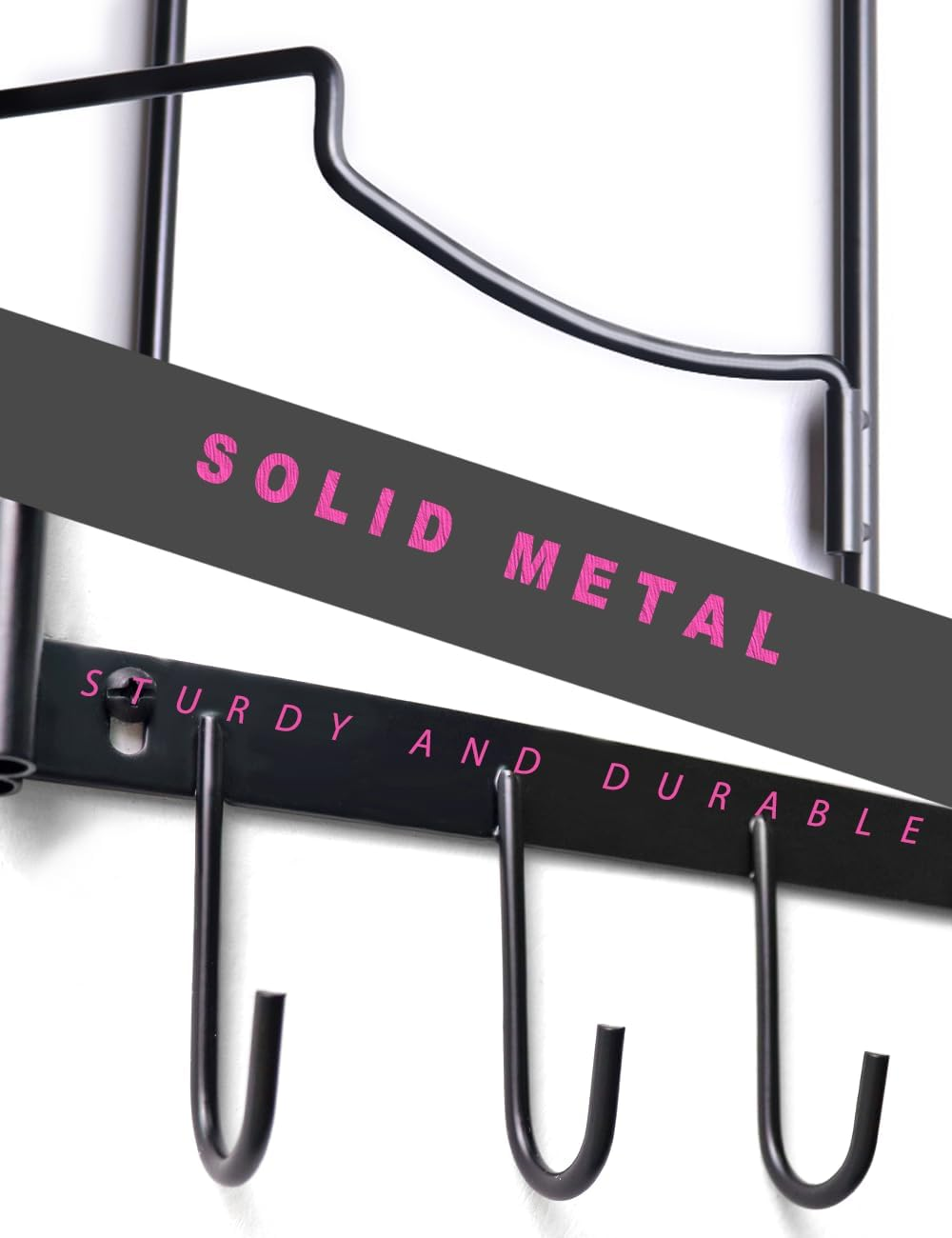 5-Tiers Yoga Mat Holder Wall Mount, Metal Storage Rack for Mat/Wheels, Foam Roller and Block, with 3-Hooks for Hanging Stretching Strap, Resistance Bands, Accessories