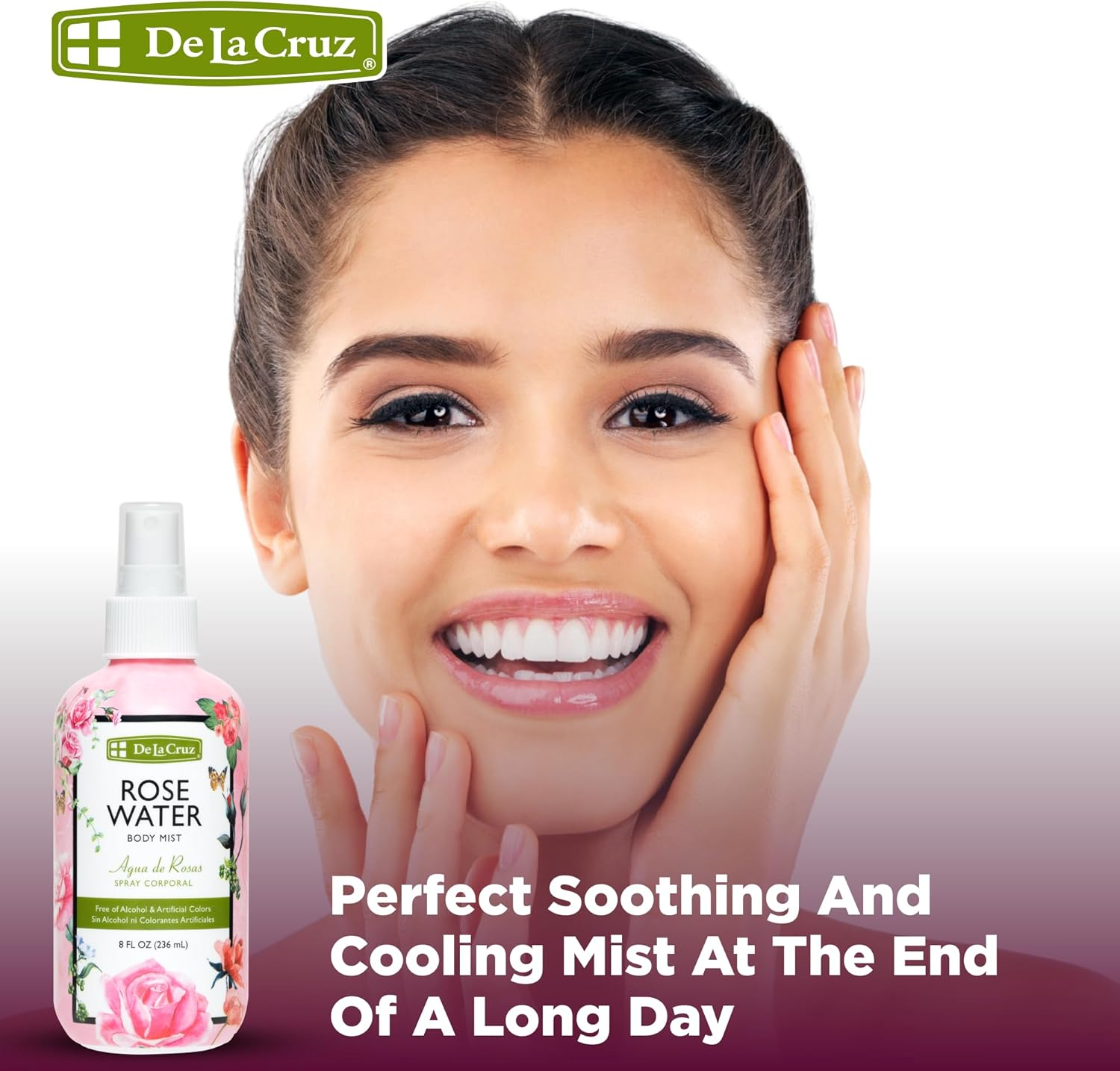 De La Cruz Rose Water Body Mist - Rosewater Spray for Face, Skin and Hair 8 Fl Oz (3 Bottles) image number 1