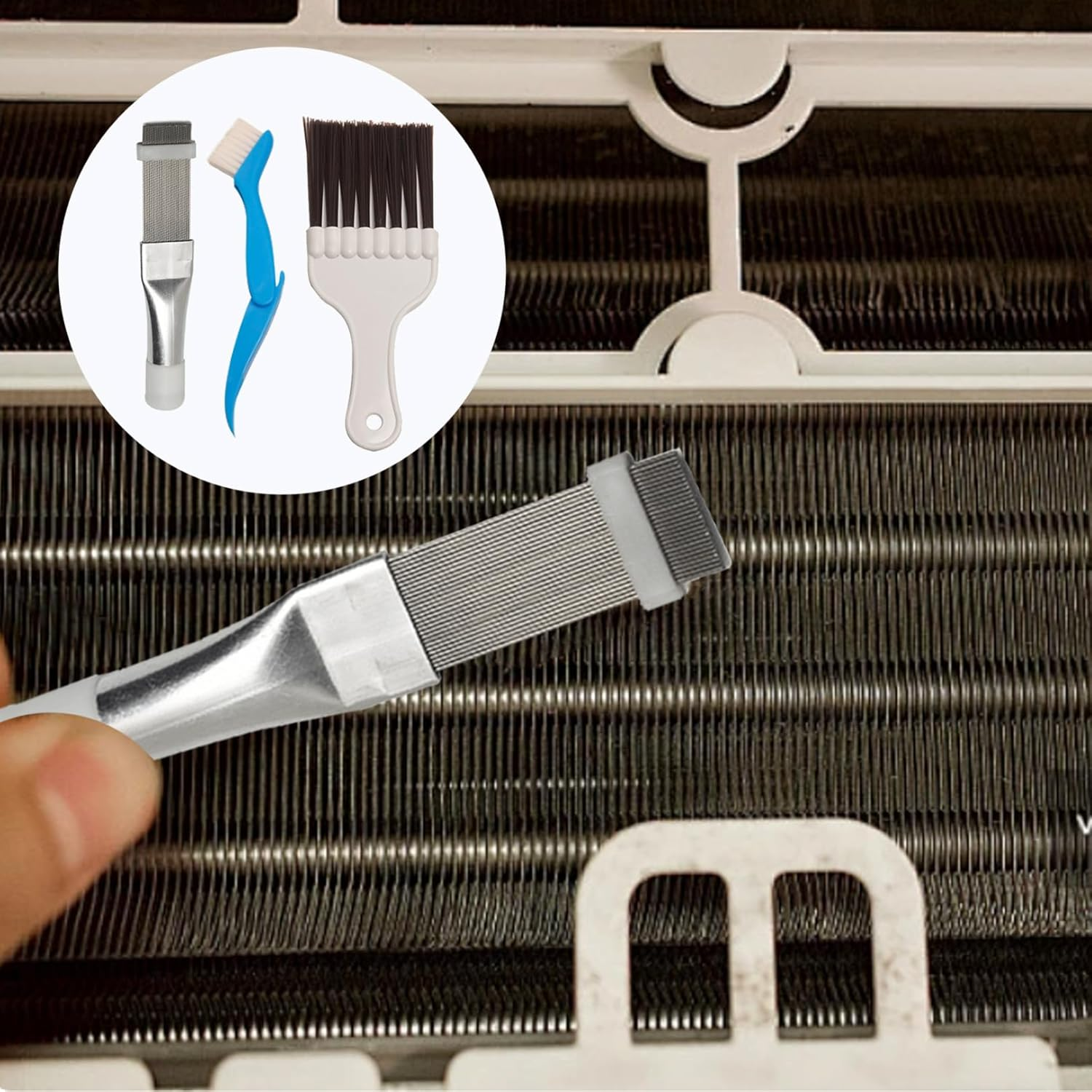 3 Pieces Lamellar Comb Dryer, Condenser Comb, Dryer Cleaning Brush, Air Conditioning Cleaner Accessories, Air Conditioning Slat Cleaner Brushes, Cleaning Set, Cleaner Conditioner, Wire Comb - Set Of 2 image number 4