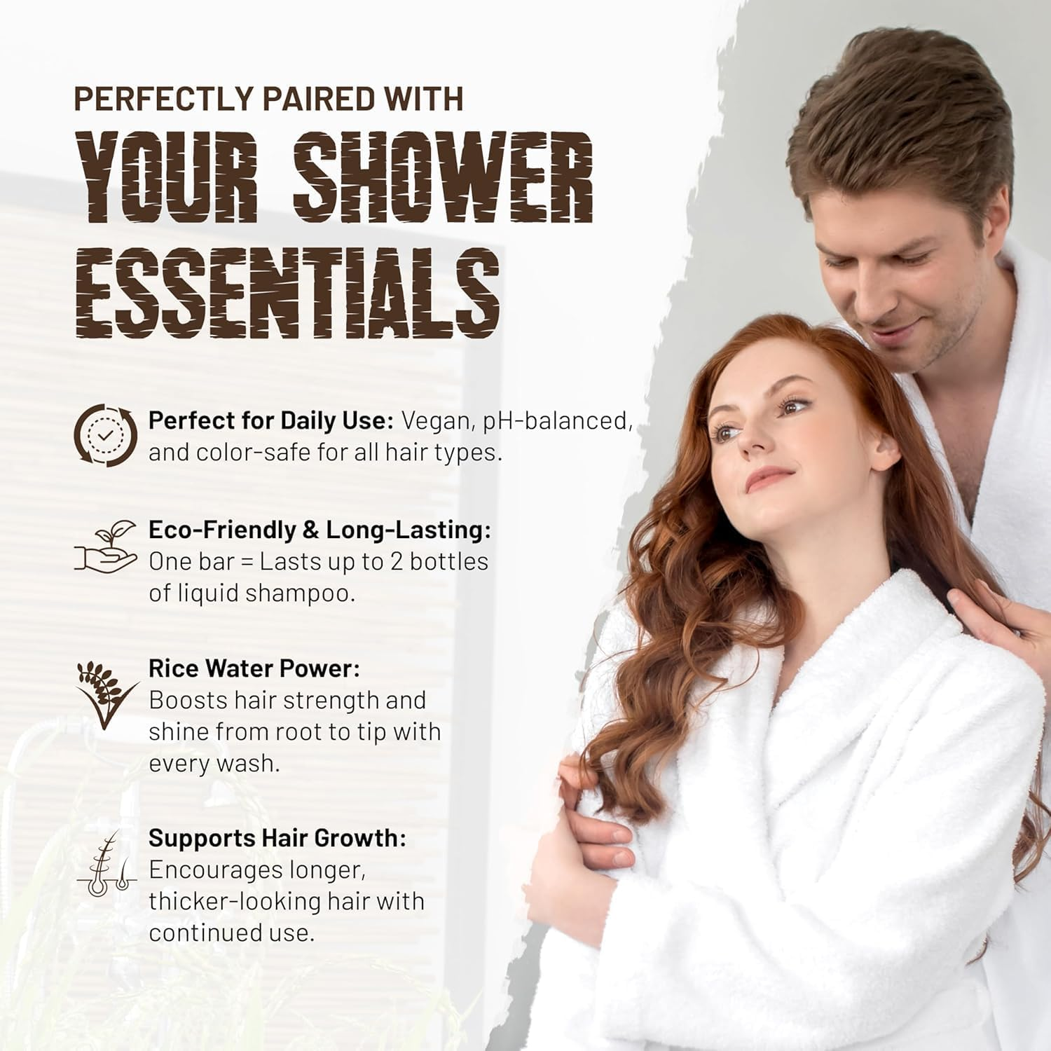 Herbishh Rice Water Shampoo & Conditioner Bar Set &ndash; Solid Bars for Hair Growth, Strength, & Moisture &ndash; Fermented Rice Protein Hair Care for Dry, Thinning Color-Treated Hair Sulfate-Free, 2 X 3.53 Oz