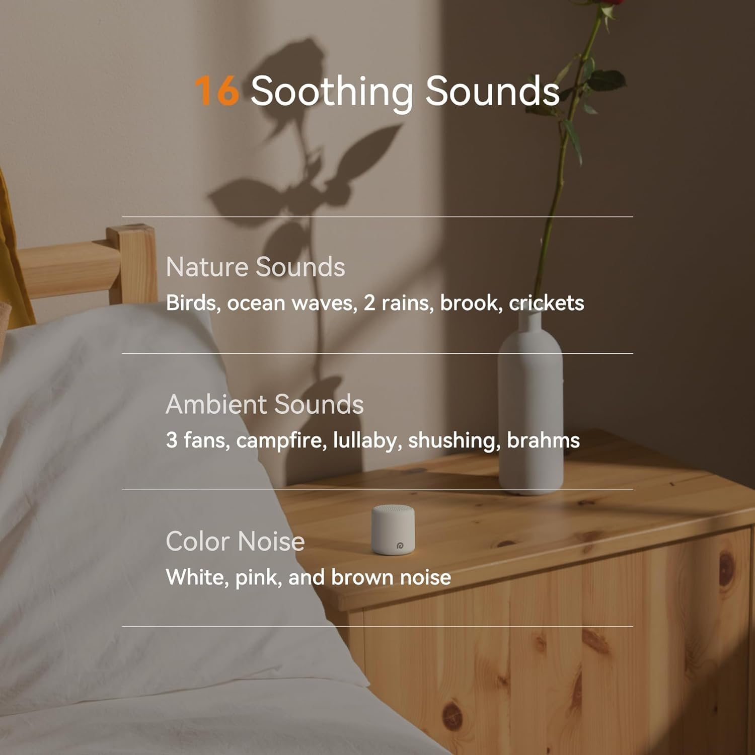 Dreamegg White Noise Machine - Portable Mini Sound Machine for Baby Kid Adult, 16 Soothing Sounds, Memory, Volume Control, Timer, Rechargeable & Pocket Sleeping Sound Machine for Travel Home Gift image number 5