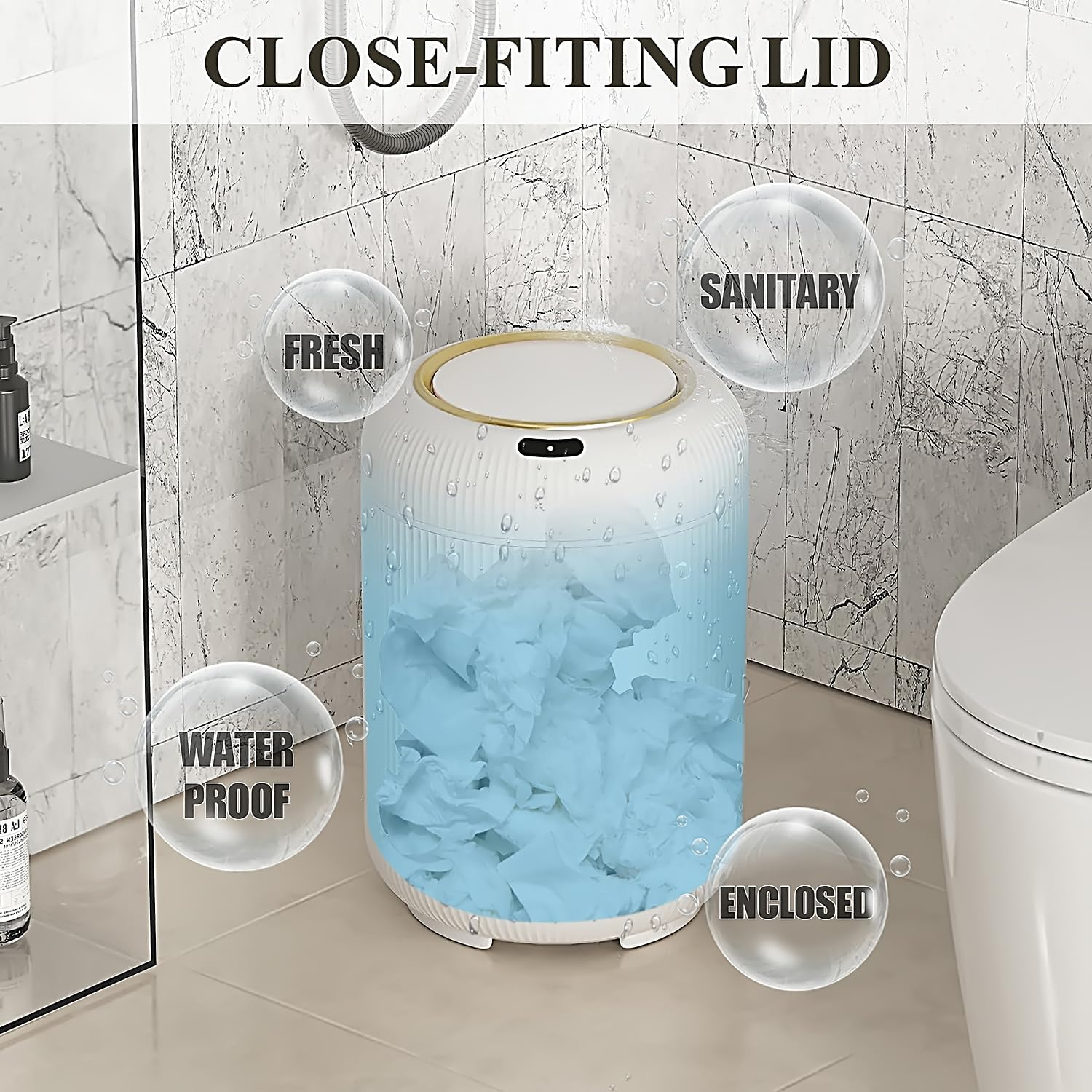 ​Cyperever Kitchen Bin & Bathroom Bin with Sensor - 3 Gallon/11L Automatic Touchless Rubbish Bin, Smart Trash Can with Lid for Office/Bedroom, Small Garbage Bin (White)​​ (Standard) image number 5