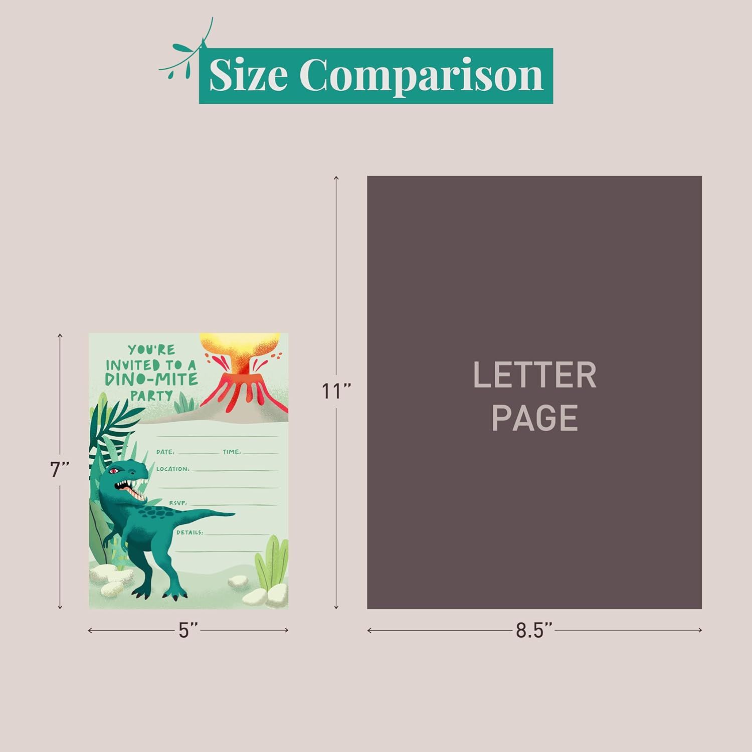 Rileys & Co. 50-Pack Dinosaur Party Invitations for Kids &ndash; 5 X 7 Inches &ndash; Premium Quality Cards with Matching Envelopes & Stickers &ndash; the Ultimate Prehistoric Invite for Roaring Celebrations image number 5