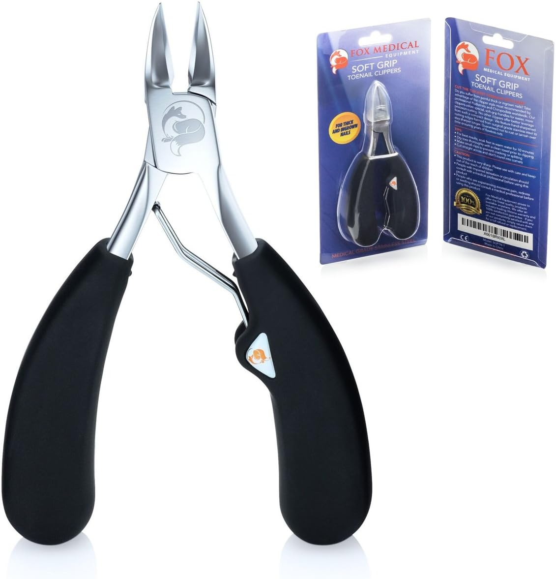 The Original Soft Grip Toenail Clippers by Fox Medical - Surgical Grade Stainless Steel Nail Nippers image number 3