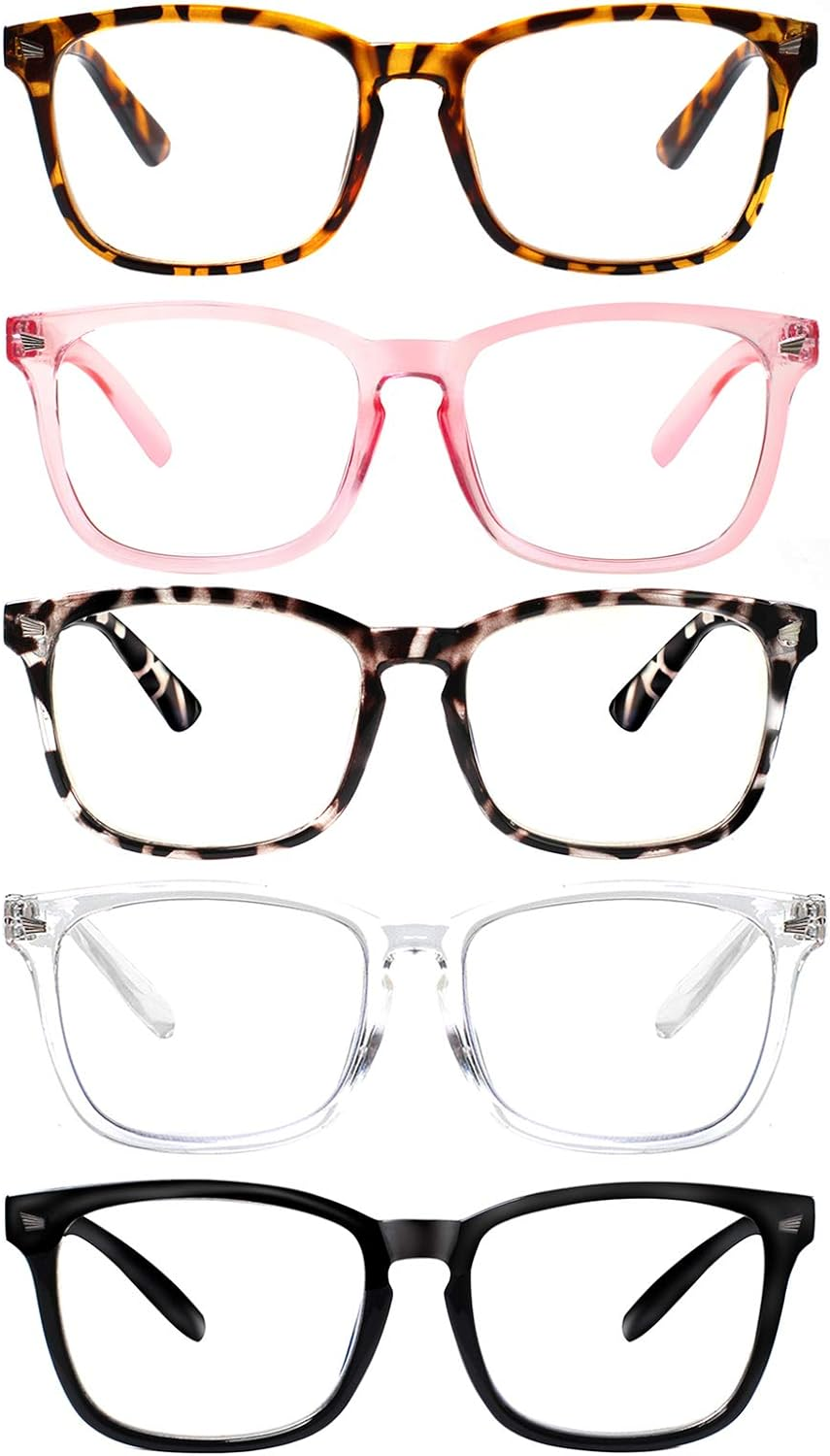 VIDEBLA 5 Pack Blue Light Blocking Reading Glasses,Spring Hinge Readers for Women Men,Anti UV Ray Filter Nerd Eyeglasses, Mix, Medium - 2.25 X, 5 Mix Color C1 image number 7
