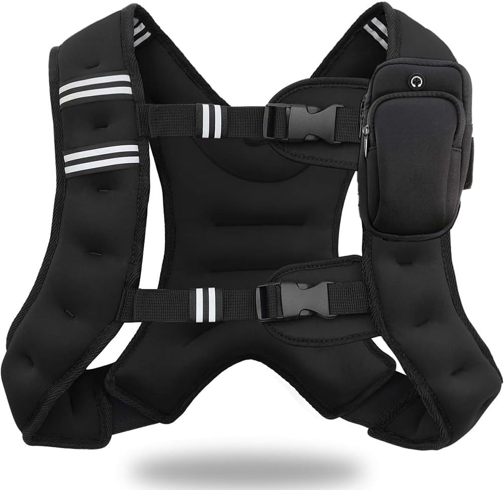 Weighted Vest with Armband Workout Equipment with Adjustable Dual Buckle Straps and Reflective Strip for Workout, Strength Training, Running, Fitness, Muscle Building, Weight Loss, Weightlifting image number 3