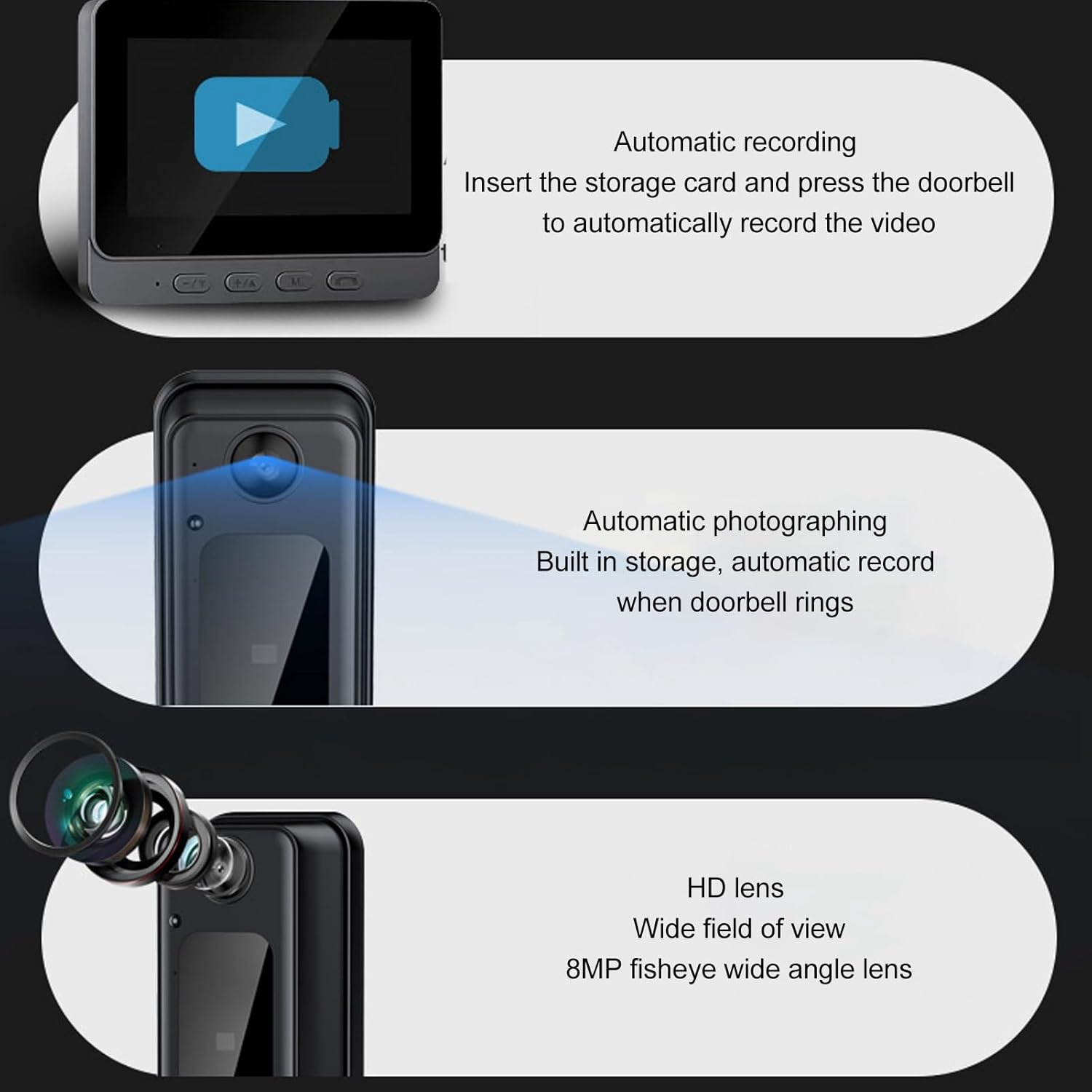 Video Doorbell Camera with Monitor Screen, 1080P HD Night Vision Wireless Wifi Doorbell Intercom System with 170 Wide Angle Lens, 2 Way Talk, Smart Doorbell Kit for Home