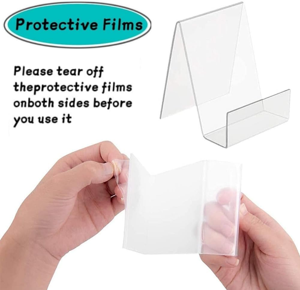5Pcs Acrylic Sign Holder,Acrylic Book Stands,Clear Book Holder with Vertical Slanted Back, Clear Tablet Holder for Displaying Pictures, Books, Music Sheets image number 2