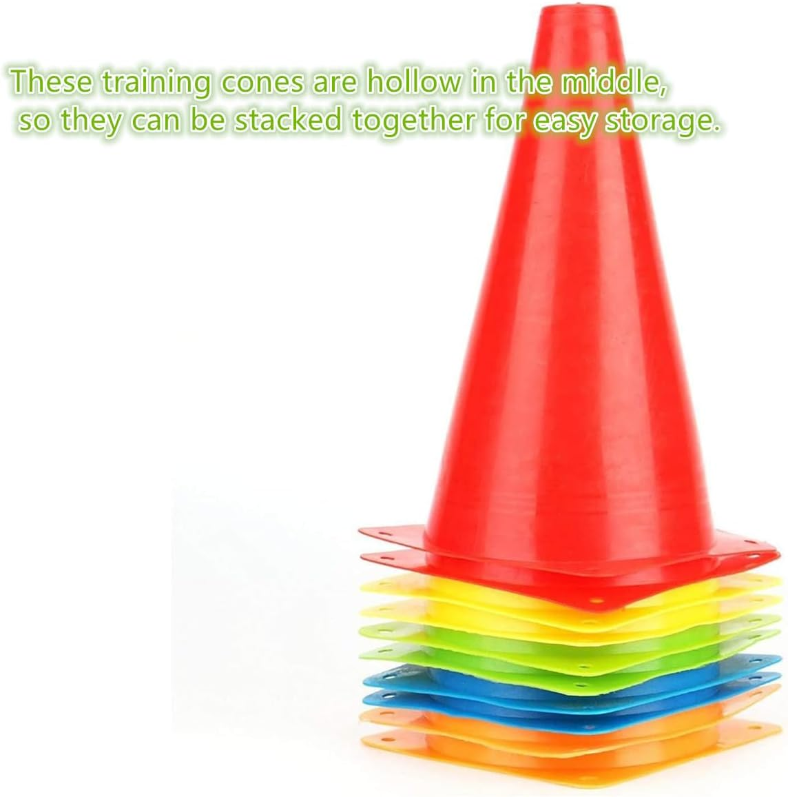 YKHNIS Soccer Cones, 10 Pack Multipurpose Training Cones,Football Training Cones,Agility Field Marker Cones for Basketball Football Drills Training, Outdoor Activity or Events image number 5