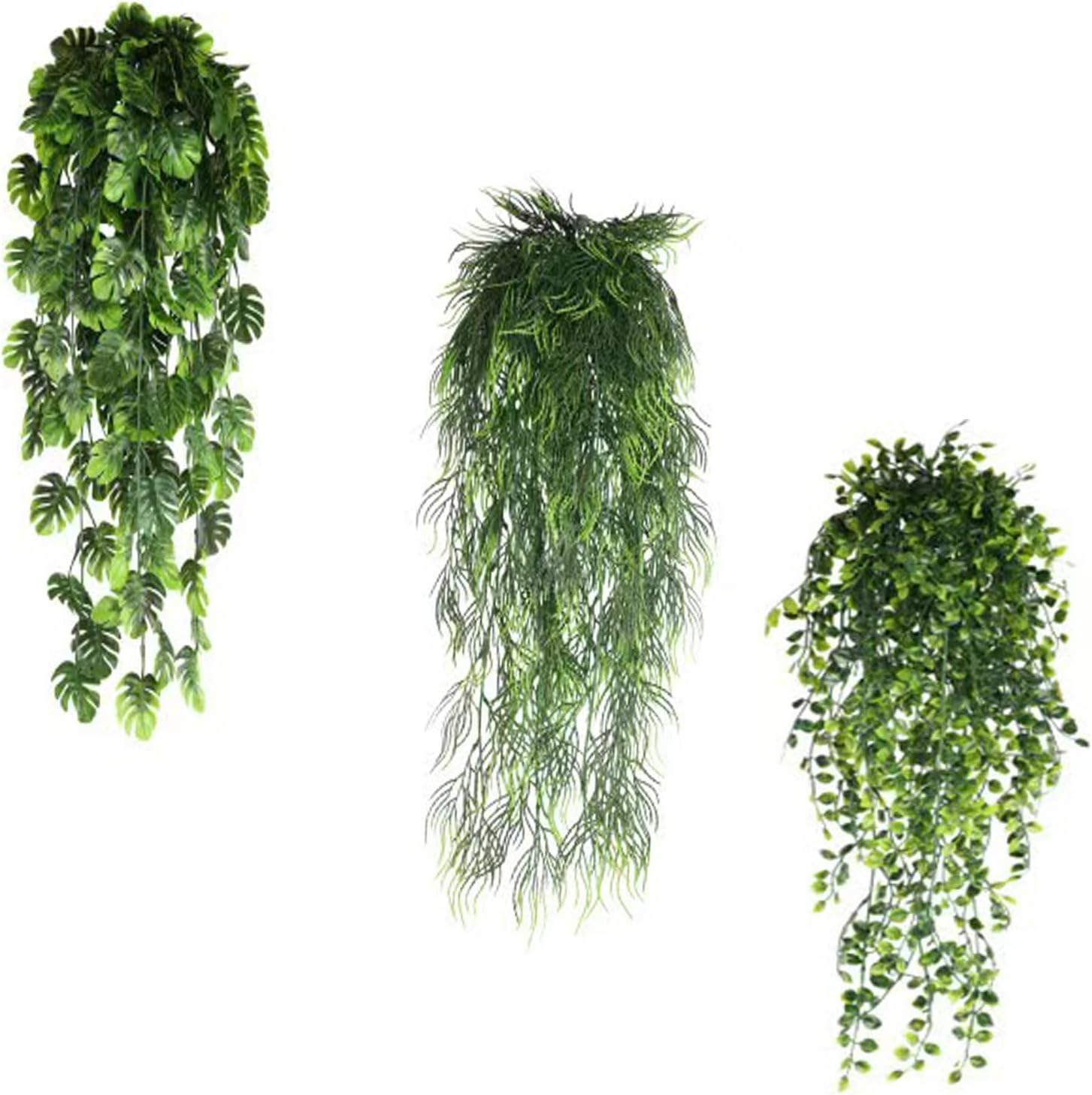 Artificial Hanging Plants, 3Pcs Artificial Plants Outdoor Potted Greenery Decor in Pot Plants for Office Farmhouse Home Indoor Outdoor Decor image number 1