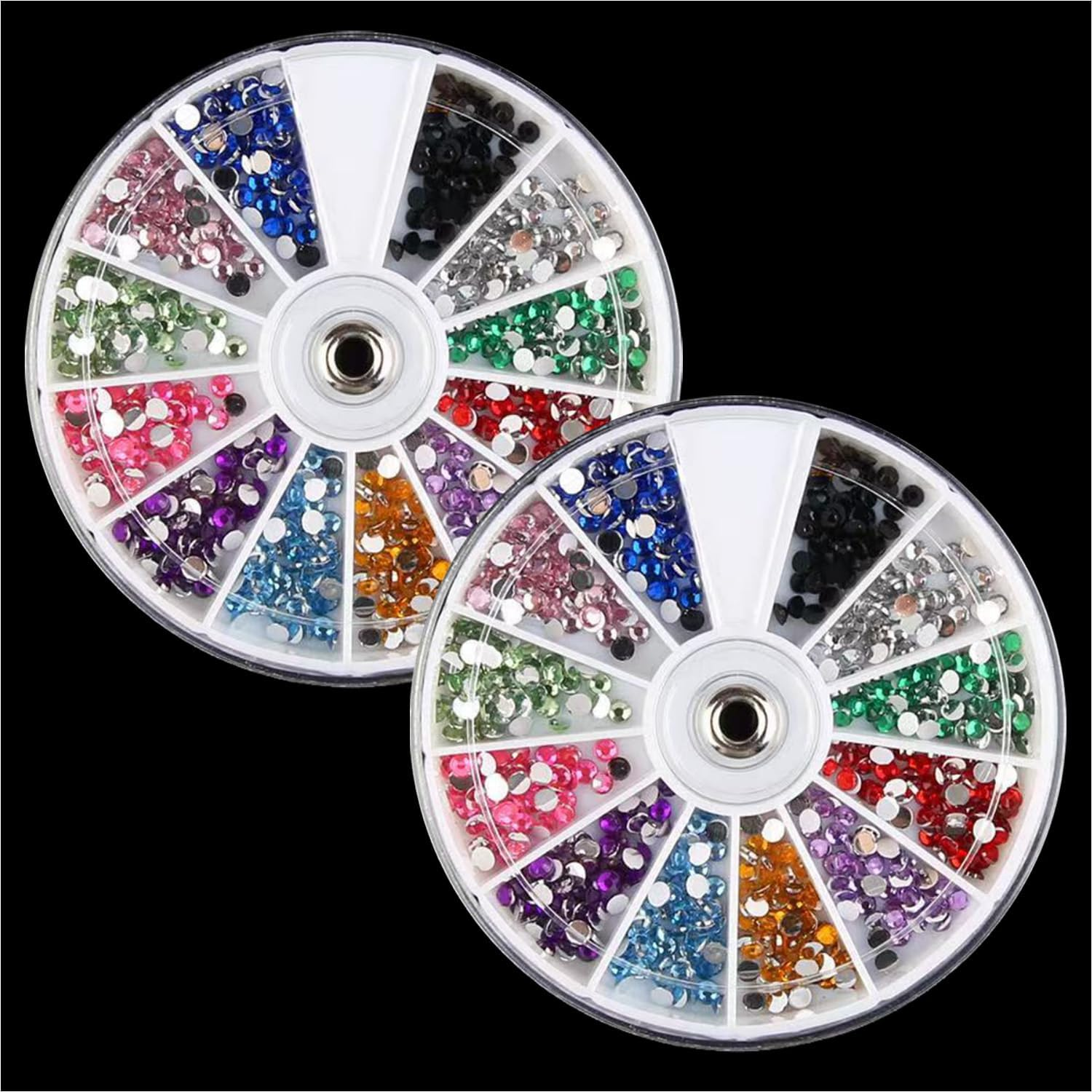 Beauties Factory 3Mm round Nail Art Flatback Rhinestones X Two Pack, 12 Mixed Colors Crystal Gems Stones for DIY Craft image number 1