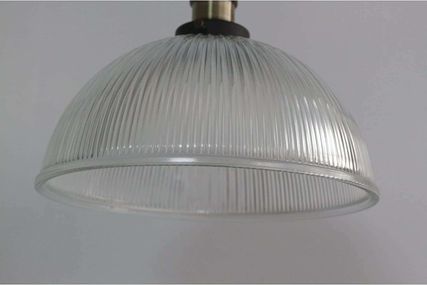 Lexi Lighting Tristan Glass Pendant Light, Clear Ribbed Bowl Shade, Diameter 29.5Cm, Vintage Hanging Lamps, Adjustable Drop Cable, Elegant and Stylish D&eacute;cor Lighting for Loft, Dining or Bar - Grey image number 4