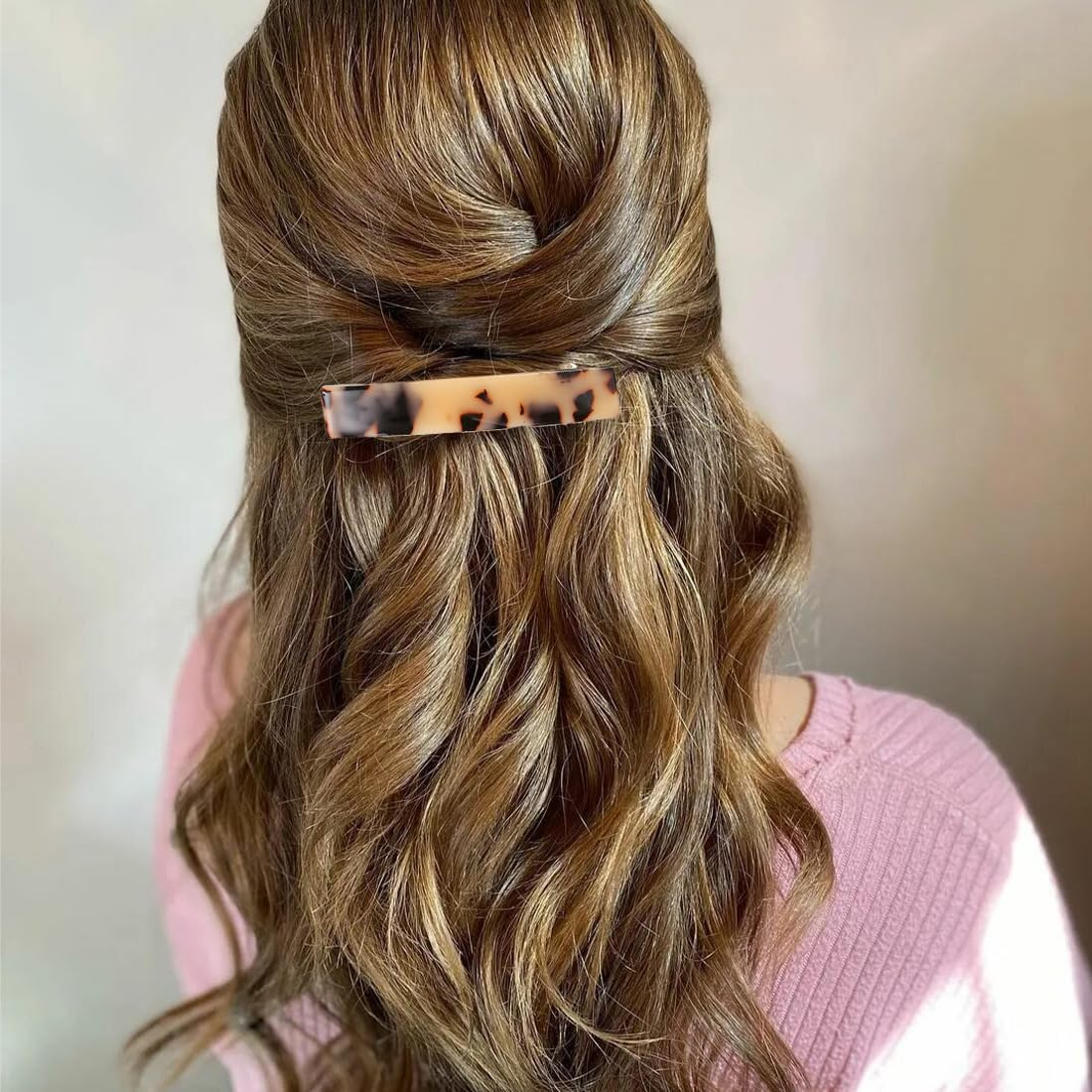 FMYODWU Pack of 2 Women'S Hair Clips, French Hair Clips, Vintage Hair Accessories, Hair Clips, Automatic Tortoiseshell Hair Clips, Thick Hair Clips, French Vintage Hair Clips image number 4