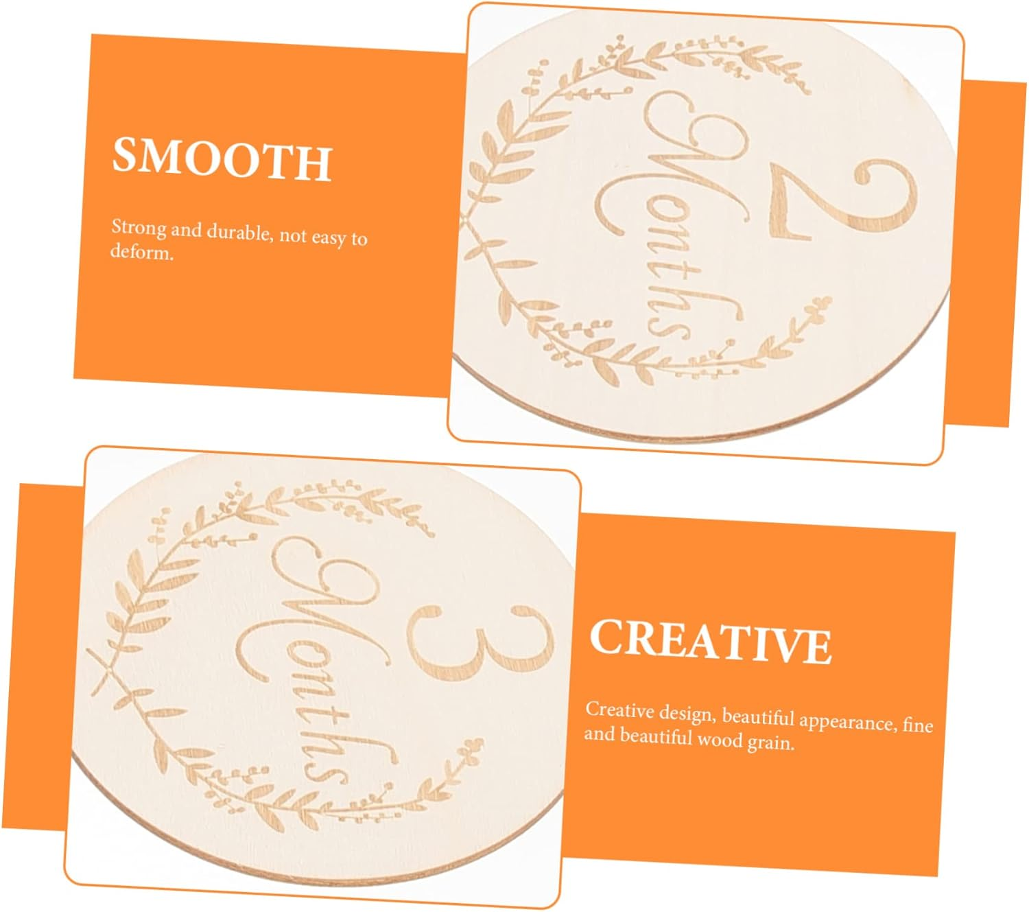 DOITOOL 13Pcs Wooden Slices Baby Milestone Cards Monthly Commemorative Photo Props for Newborn Growth Tracking image number 1