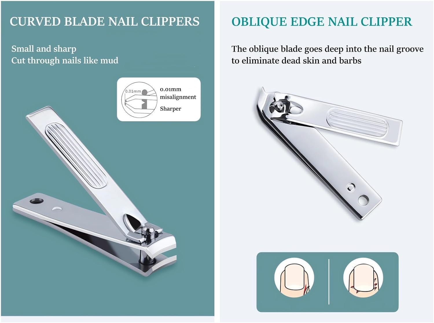 Nail Clipper Set, 6 Pcs Toenail Clippers, Stainless Steel Fingernail Clipper, and PU Leather Manicure Set, Purse Essentials Travel Nail Kit Gift Ideas