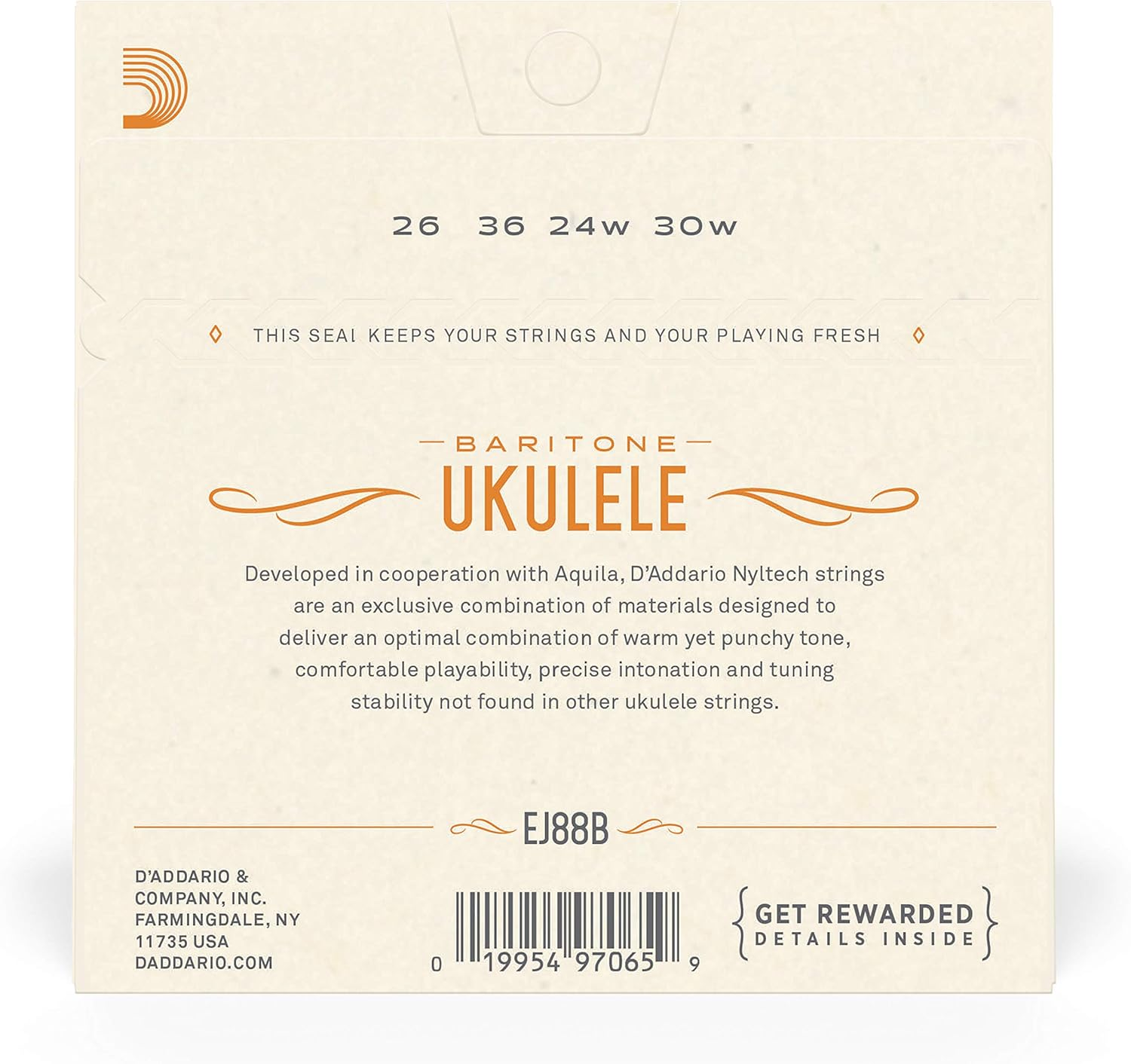 D'Addario EJ88B Nyltech Ukulele Strings, Baritone image number 2