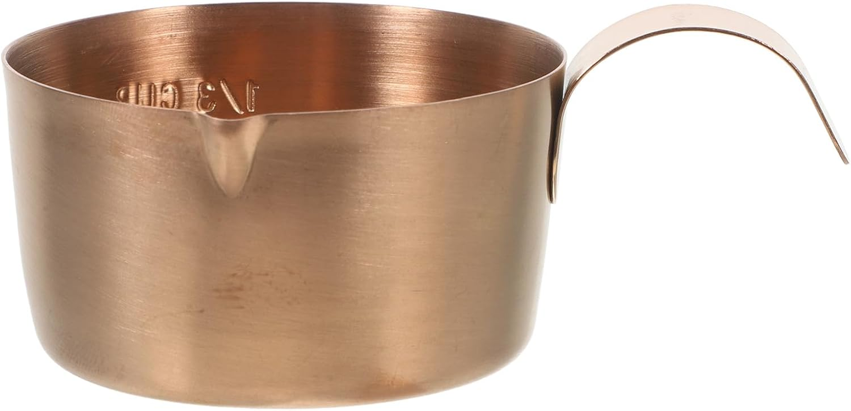 SEWACC Stainless Steel Espresso Measuring Cup 80Ml with Pour Spout Rose Gold Metal Creamer Jug for Coffee Bar and Milk Frothing Accessories