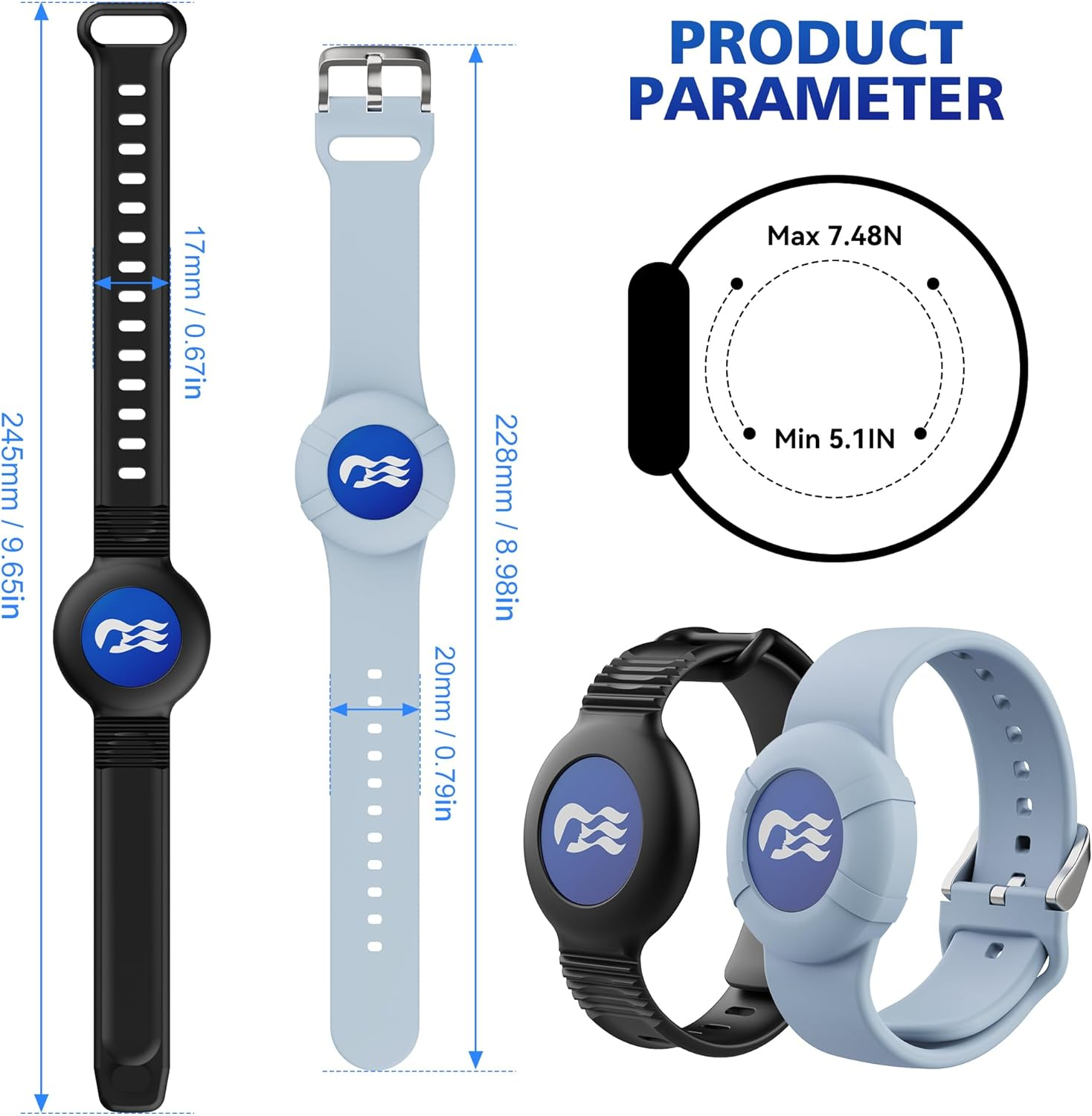 4 Packs Princess Cruise Medallion Holder, Breathable Soft Silicone Wristband for Carnival Ocean Medallion for Women Men Girls Kids Children (Black, Blue, Green, Purple) image number 1