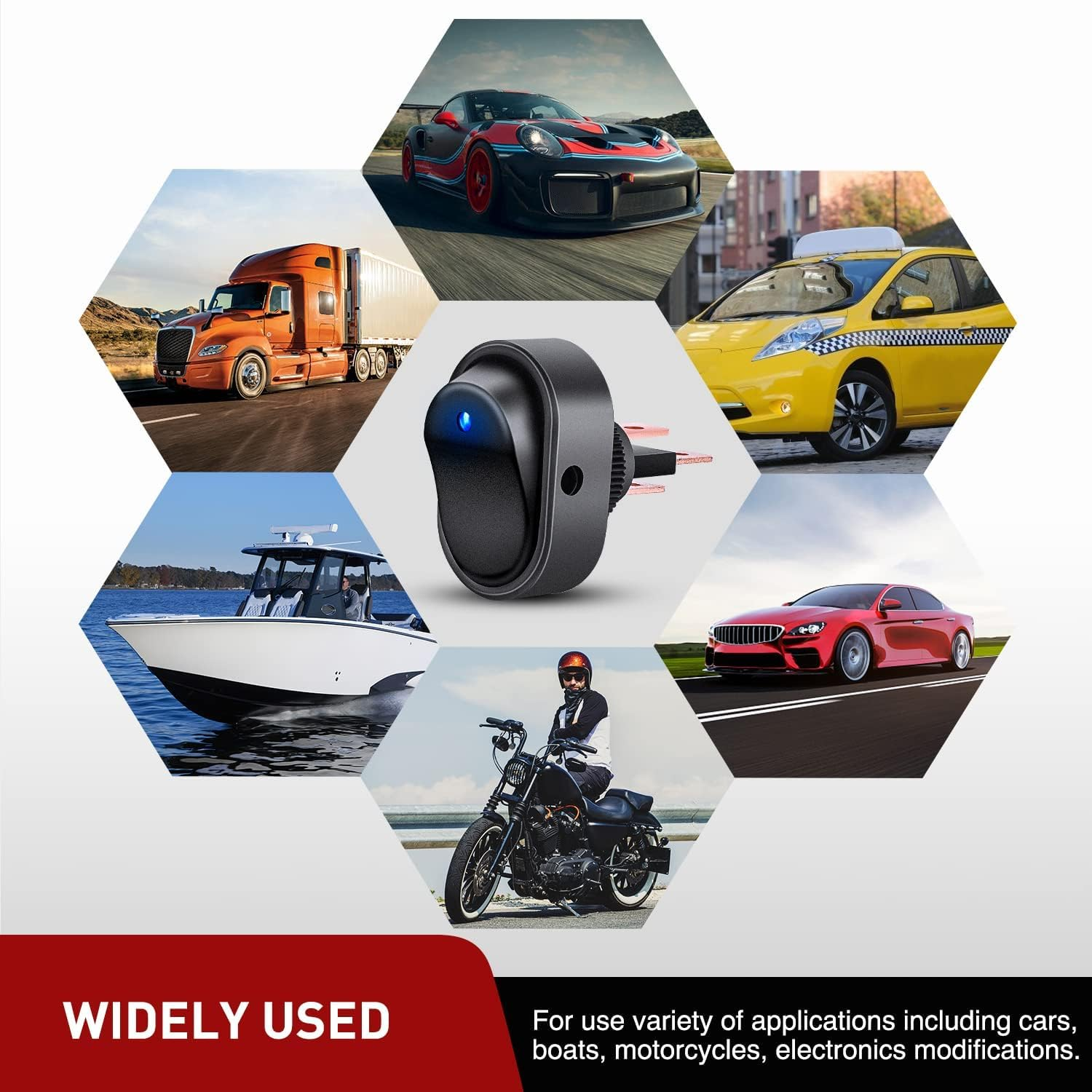 12V 30A Toggle Switch Rocker Switch,Led Lighted Rocker Switch Toggle, 4 Pcs 12V 30A SPST,3 Pin On-Off 4 Colour round Dot Switch12Mm Hole,12V Car Truck RV Rocker Arm Toggle Switch LED Switch Control image number 6