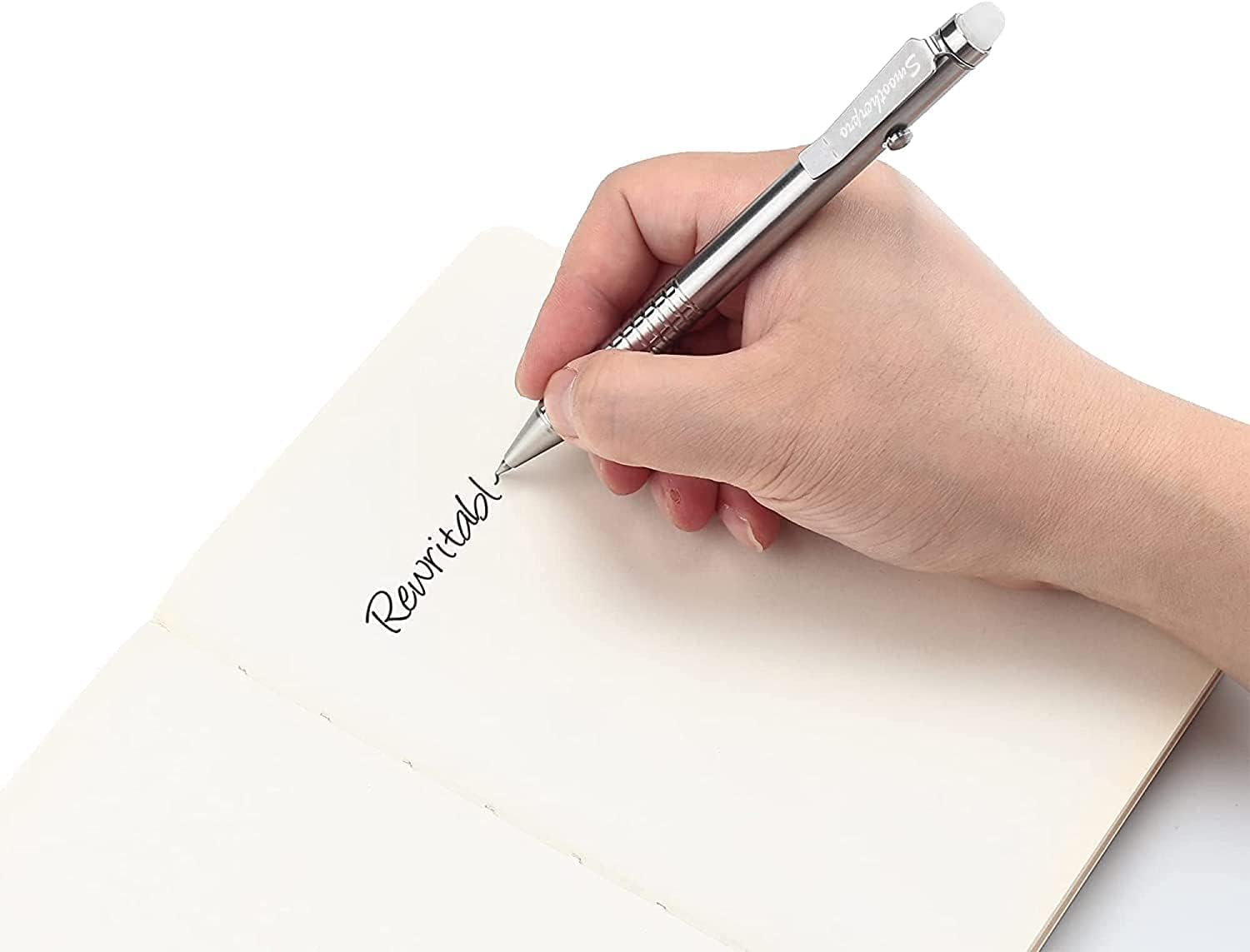 SMOOTHERPRO Erasable Ballpoint Pen Stainless Steel Pen Compatible with Pilot Frixion Refill for Office School Business EDC Color Natural (SSF010) image number 4