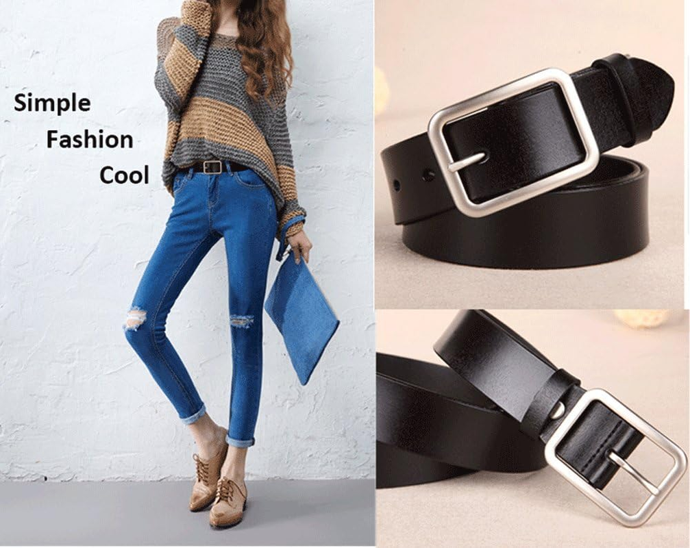 Vonsely Soft Wide Leather Belt for Jeans Shorts, Leather Belt with Metal Buckle image number 5